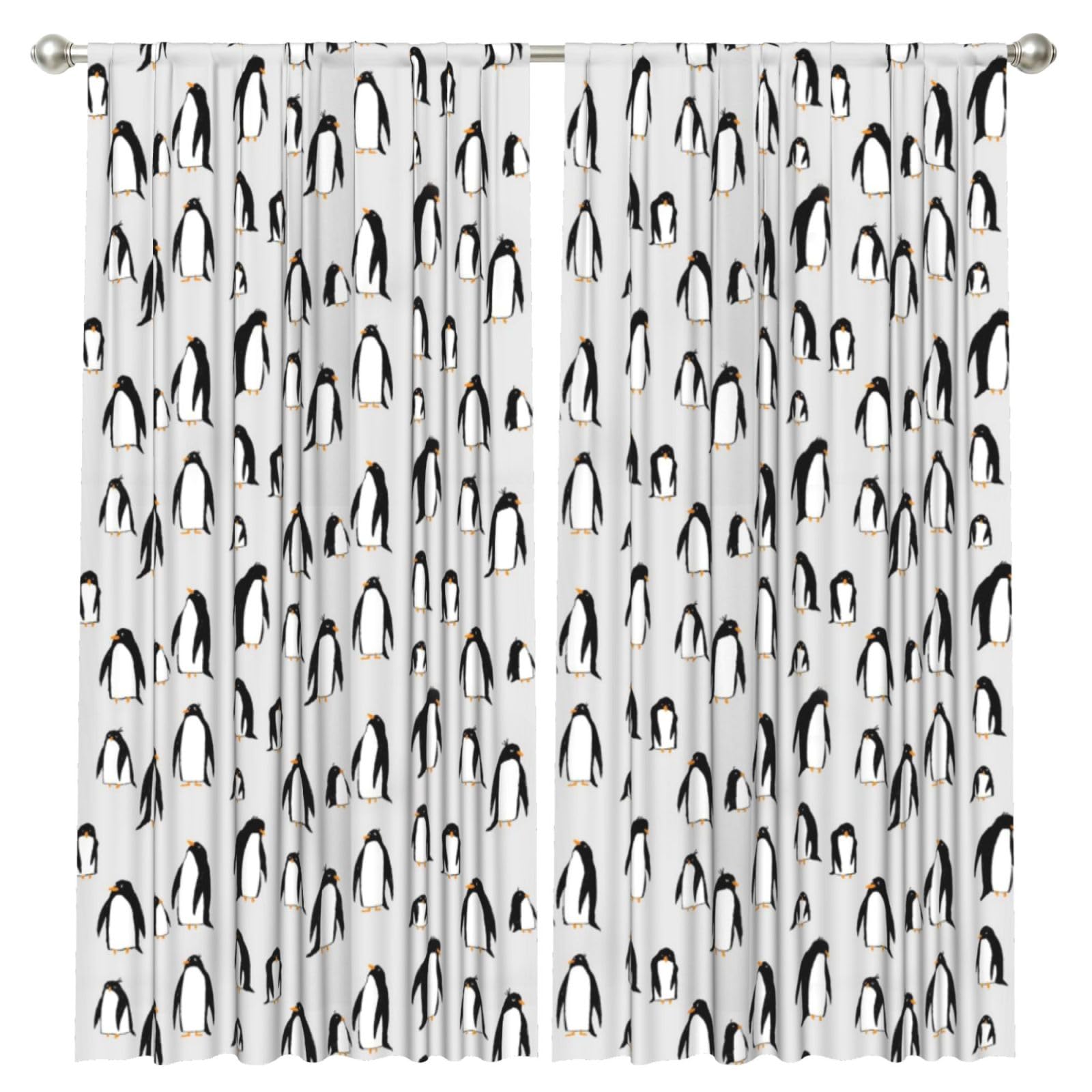 InOmak A Plethora Of Penguins, 2 Panels Window Curtains 52 x 84 Inch Blackout Curtains for Living Room Bedroom