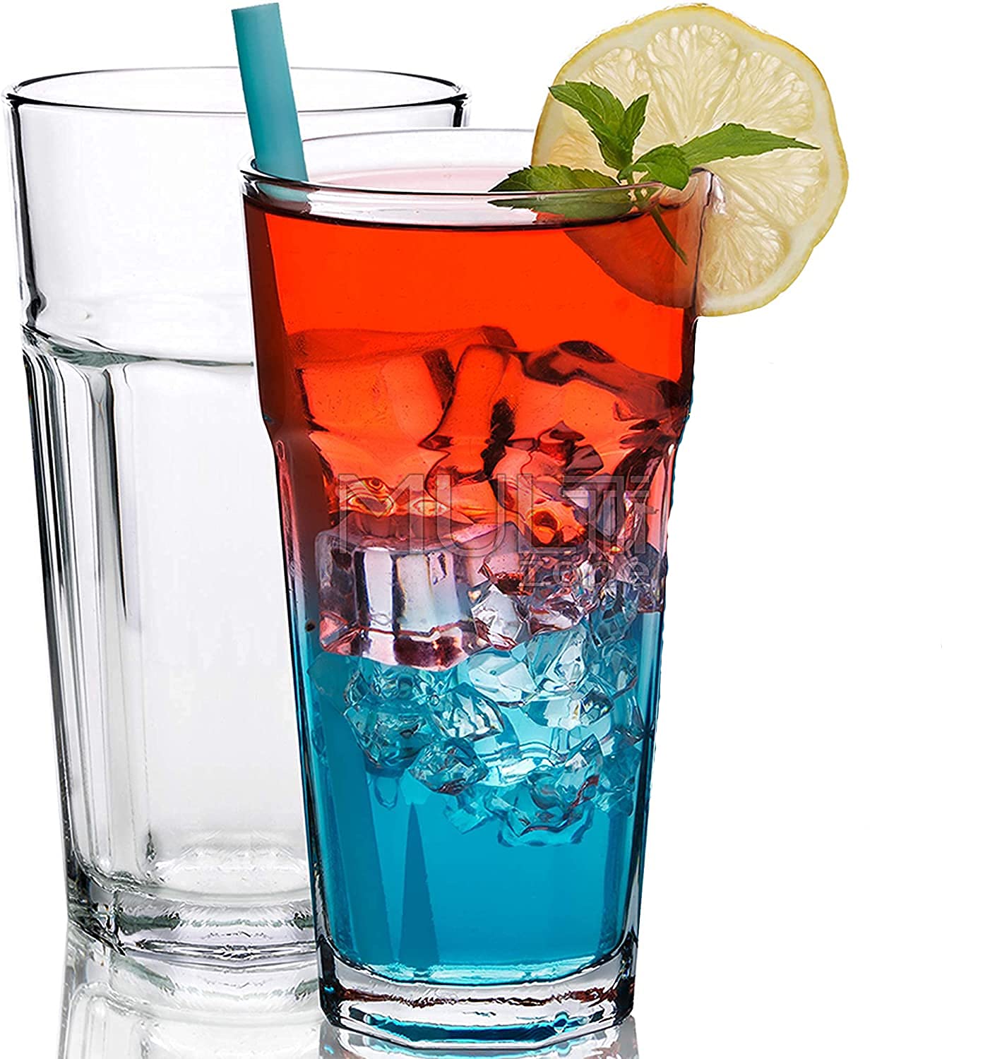 400 ML European Water Glasses Highball Drinking Glasses for- Juice, Cold Drink, Mojito, Cocktail, Lead-Free, Perfect for Home, Restaurants and Parties Set of 2 (Casablanca Glass)