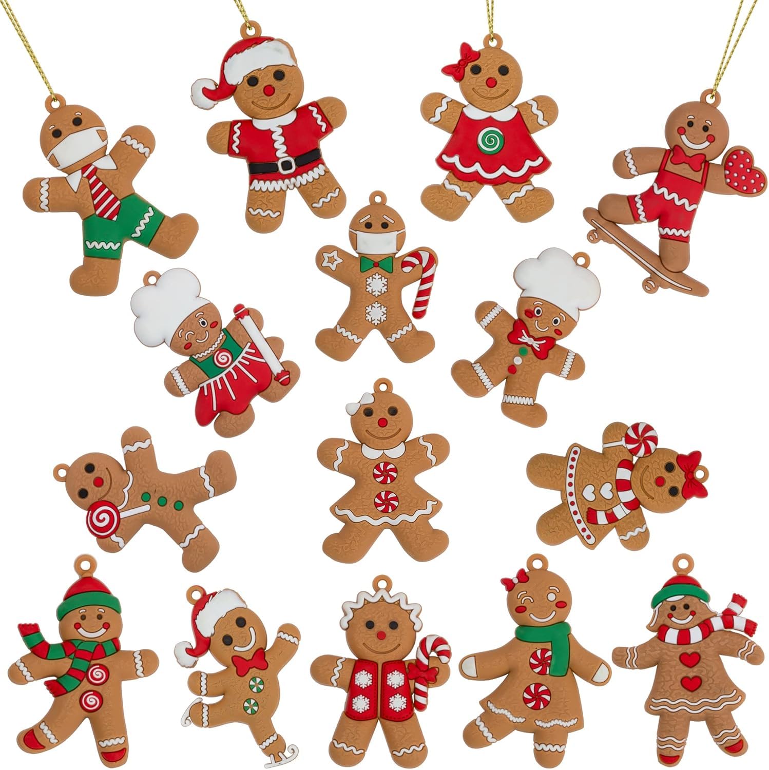 Gingerbread Christmas Ornaments - 16 Pcs -18 Gingerbread Christmas Ornaments - 16 Pcs -18