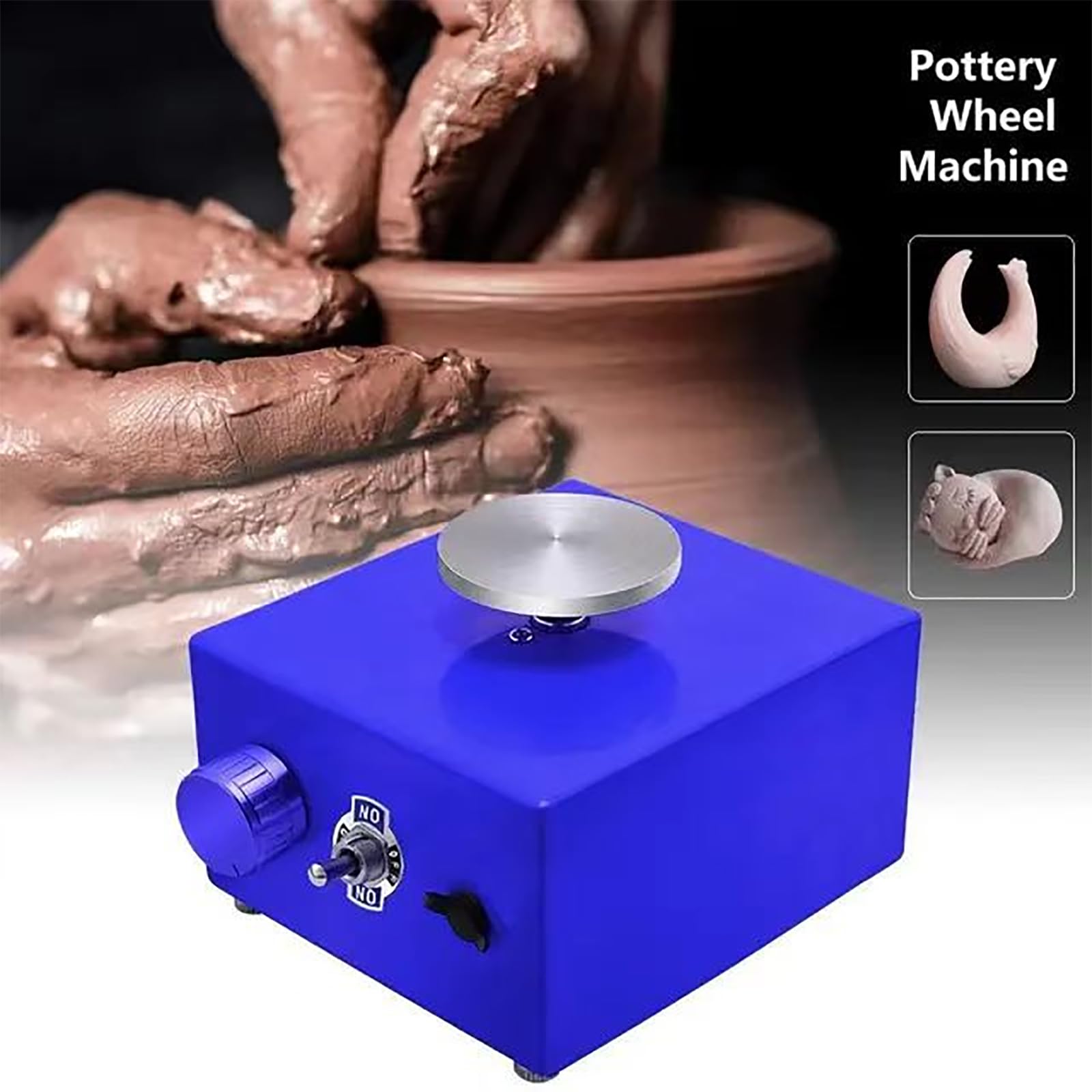 ERICAT Poterie Électrique en Céramique, Roue De Poterie en Céramique avec 3 Plateaux Tournants (4,5 Cm/6,5 Cm/10 Cm), Vitesse De Plateau Tournant Réglable Et Plateau Amovible, pour Atelier De Poterie