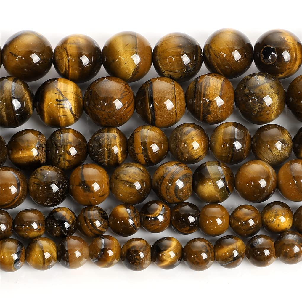 Perles oeil de tigre jaune véritable Hamthuit 12mm de qualité ronde