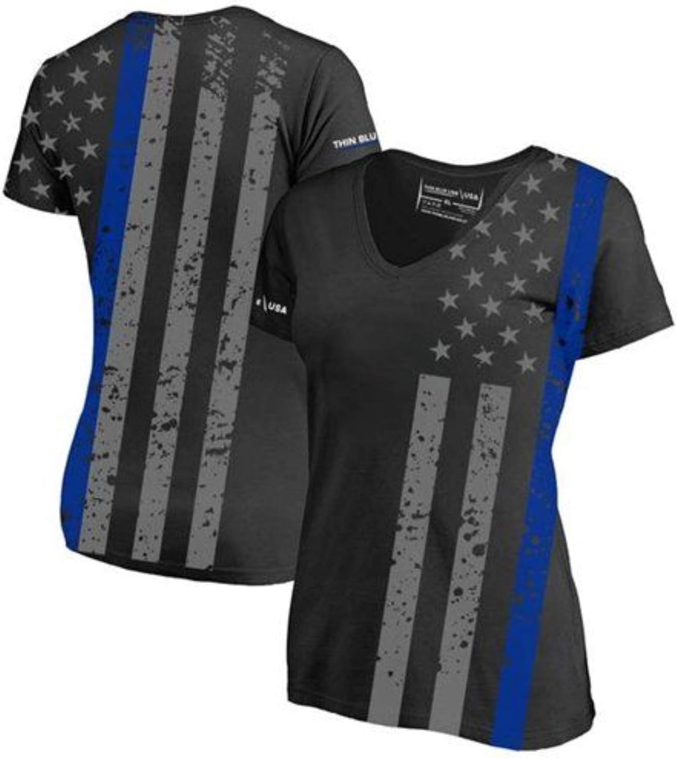 Slim Athletic Women's V-Neck T-Shirt - Thin Blue Line Police Support