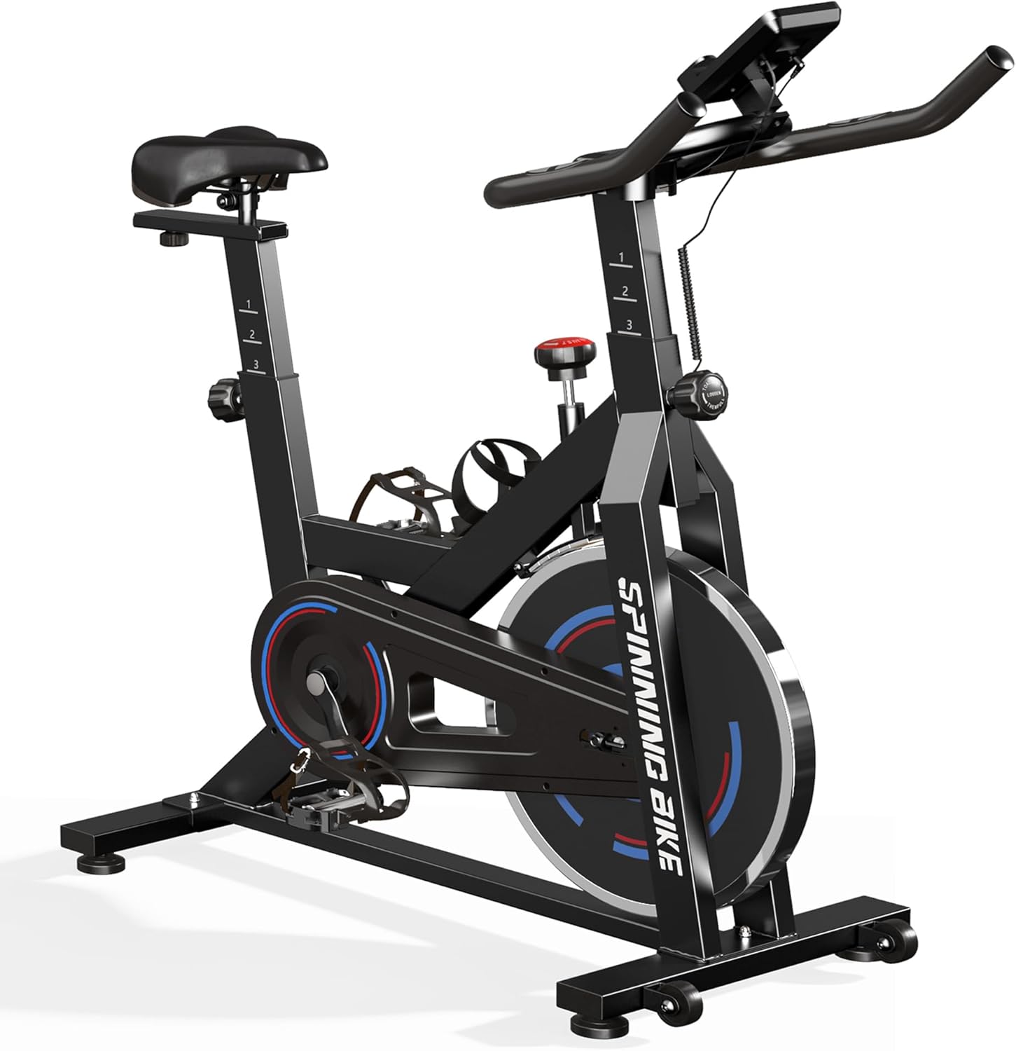 SogesPower Exercise Bike, Stationary Bikes for Home, 45lbs Flywheel Magnetic Resistance Spin Bike, Super Silent Indoor Cycling Bike with Phone Tablet Mount, Comfortable Seat Cushion & LCD Display