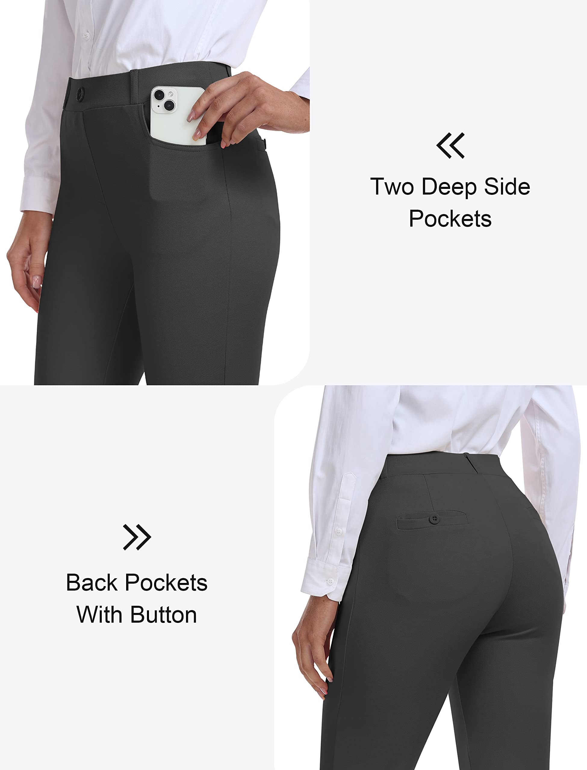 Femme été 3/4 Pantalon de Golf Bureau Business Casual Travail Pantalons avec Poches Taille Haute Stretch