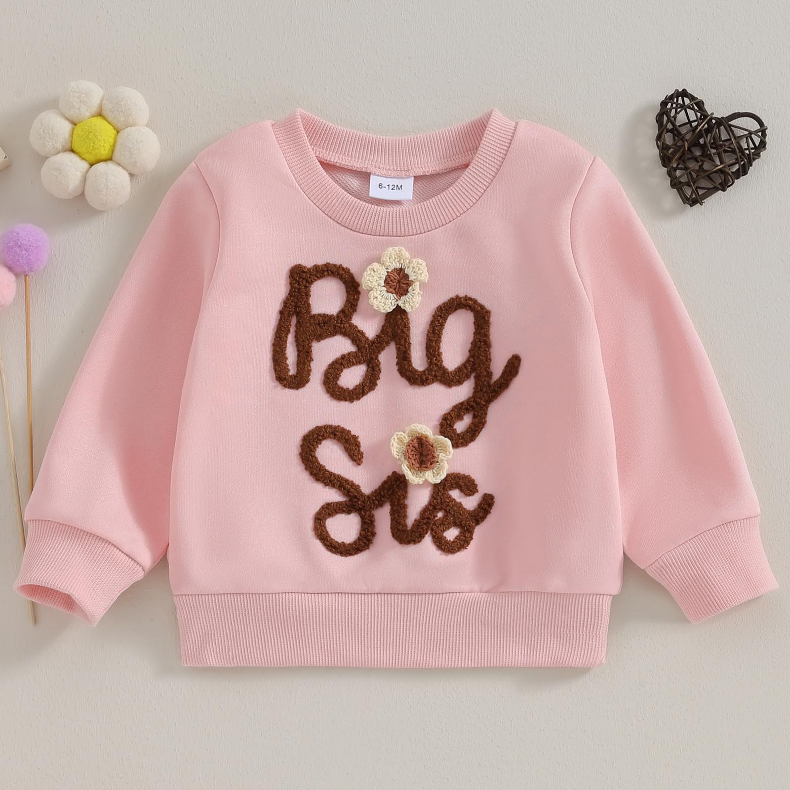 Bébé Fille Sweat-Shirt Sœurs Bébé Fille Lil/BIG Sis Sweat-Shirt Sweat-Shirt De La Sœur Lettres À Manches Longues Broderie Automne Sweatshirt Body Big Sister Little Sister Outfits