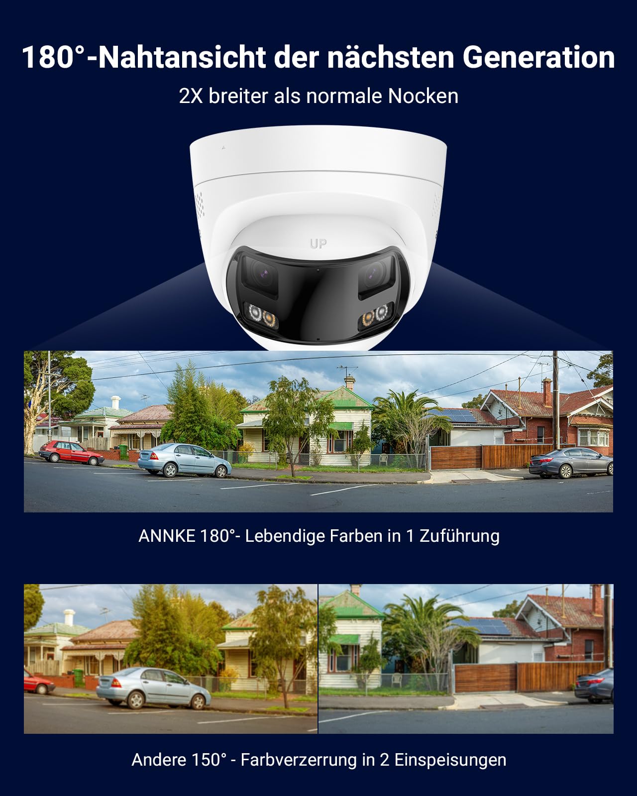 ANNKE FCD600 6MP Dual-Lens überwachungskamera aussen mit 180° Sichtwinkel, Outdoor IP-Kamera, Person/Fahrzeug-Erkennung, Farb-Nachtsicht, Zwei-Wege-Audio, 24/7 Aufzeichnung, IP67