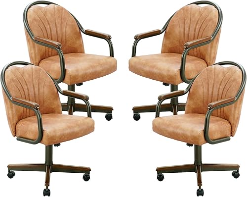 Miniatura 35 de Chromcraft Juego de 4 sillas de comedor de cocina, giratorias, sillas de comedor, sillas tapizadas de espuma viscoelástica con ruedas giratorias