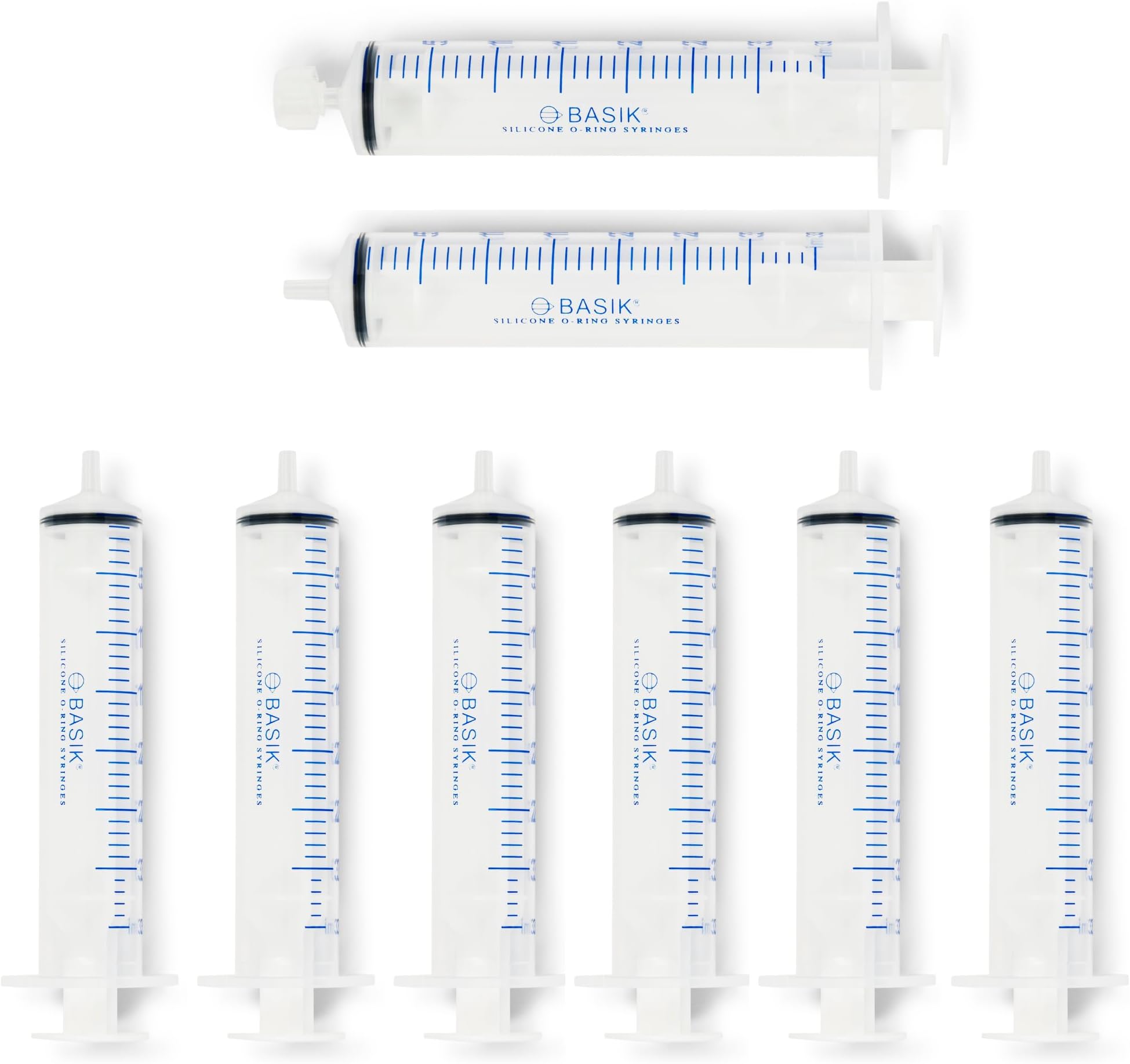 35cc Silicone O Ring Style Slip Tip Feeding Syringe With Caps Individually Wrapped 8/Pack. Latex Free. For Feeding Pets, Measuring Liquids, Crafts, Gardening, and Manufacturing. Clean Assure White