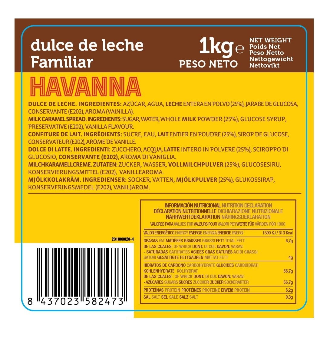 Havanna Dulce de Leche Familiar | Bez Glutenu | Bez Sztucznych Barwników i Aromatów | Produkt Gourmet | Wiaderko 1 kg