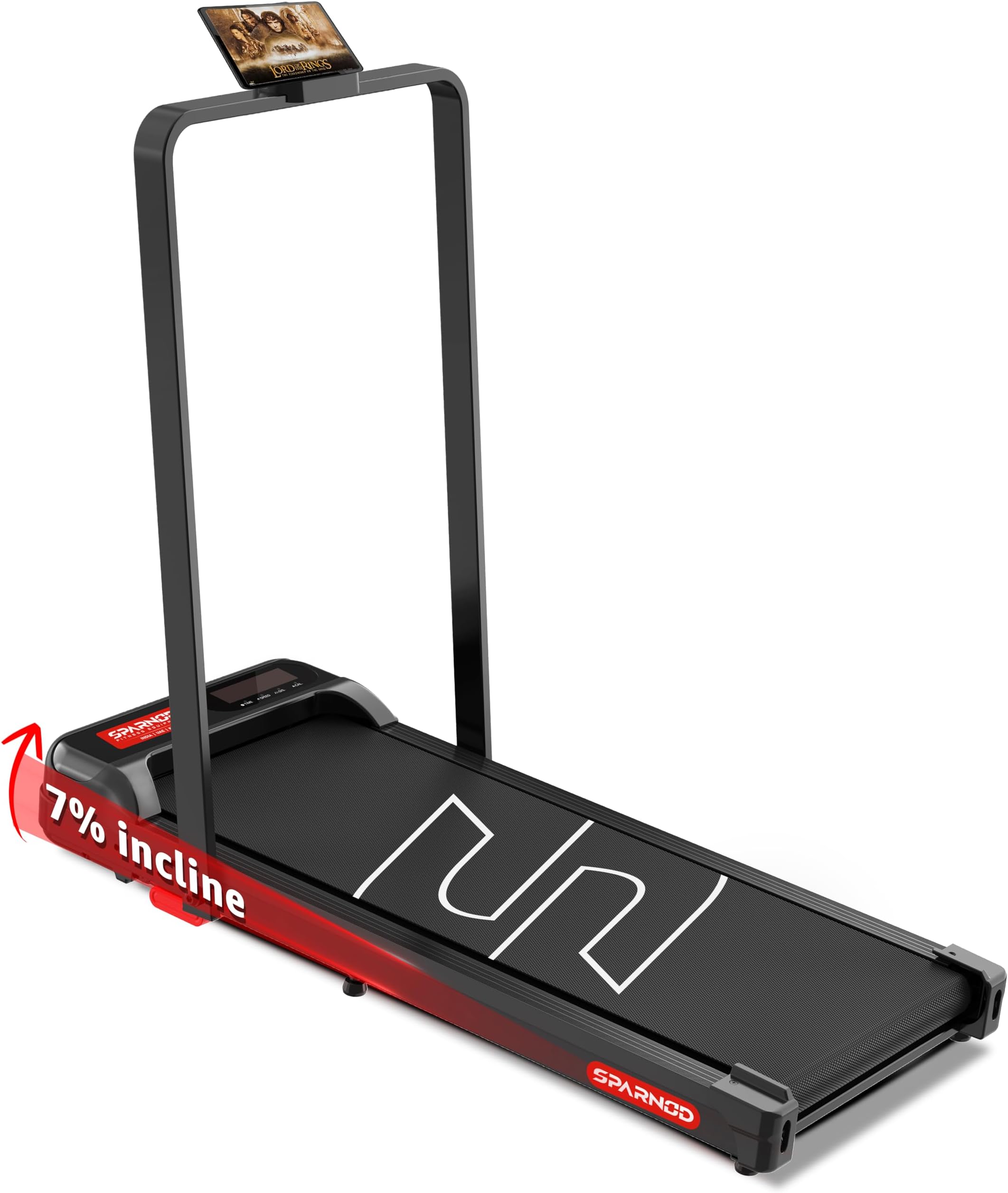 Sparnod STH-3004N 2 in 1 Walking Pad Treadmill for Home Use, 1–10 km/h, Foldable Rail, 7% Incline, LED Display, Shock Absorption, 90kg Capacity for Home & Office Use