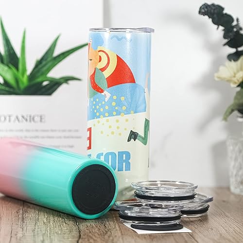 Miniatura 7 de AGH 4 tapas a prueba de salpicaduras y parte inferior de silicona para vasos de sublimación de 20 onzas flacas rectas, 2.7 pulgadas de repuesto