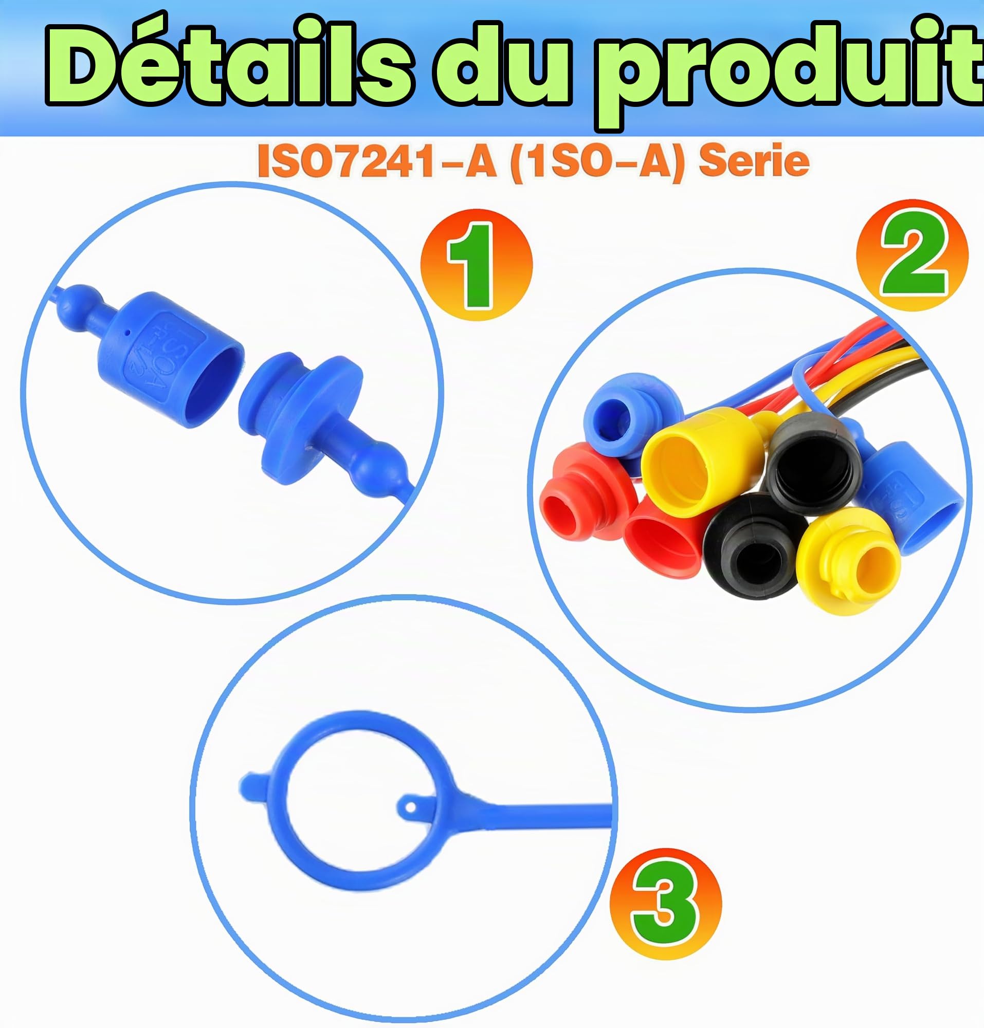 4 paires de bouchons anti-poussière pour tuyaux hydrauliques en caoutchouc | compatibles Raccord hydraulique ISO-A 1/2, bouchon anti-poussière mâle et couvercle de prise femelle