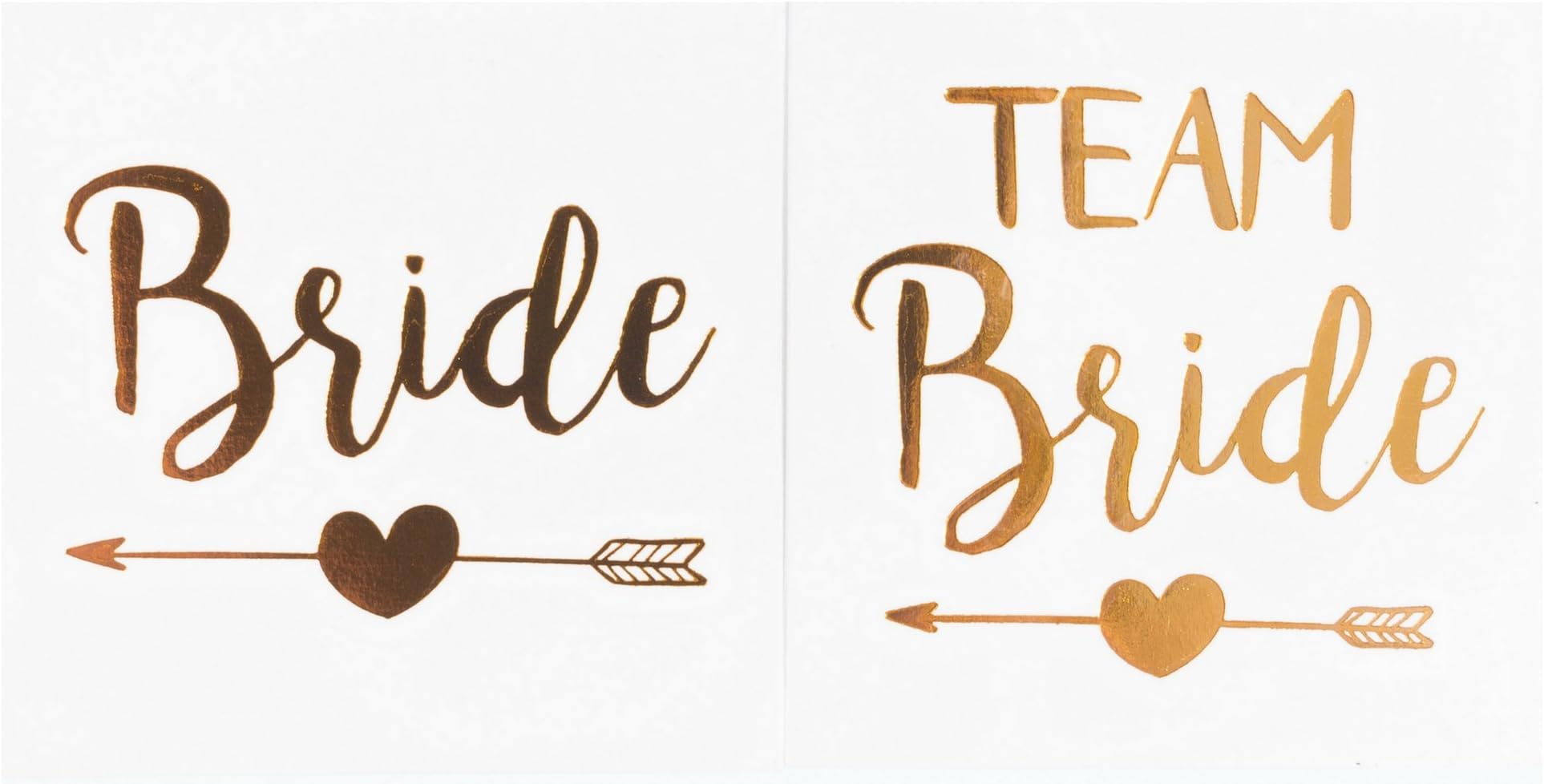Bachelorette Party Temporary Tattoos, 12-Pack Bride & Team Bride, Long-Lasting Metallic Gold for Wedding Ideas, Bridal Shower Decorations, & Party Supplies Kit, 2 X 2 inches (Heart)