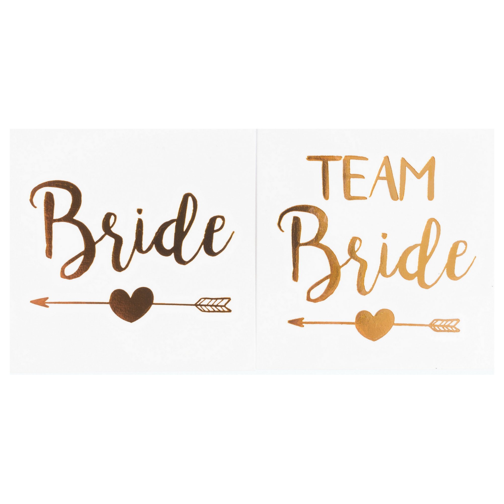Bachelorette Party Temporary Tattoos, 12-Pack Bride & Team Bride, Long-Lasting Metallic Gold for Wedding Ideas, Bridal Shower Decorations, & Party Supplies Kit, 2 X 2 inches (Heart)