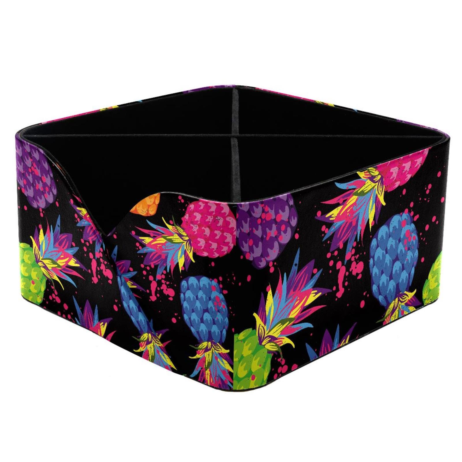 KengjuTesu Abstract Pineapple Tropical Fruit in Colorful Pattern Desktop Organizer Pen Holder, Rectangular Pencil Cup for Office, Study and Makeup Stations
