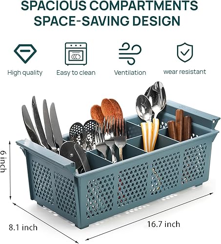 Miniatura 2 de Nicunom Large Flatware Rack, 16" Plastic Cutlery Basket 8-Slot Silverware Organizer for Knives, Forks, Spoons, Utensils, Flatware Dishwasher Basket