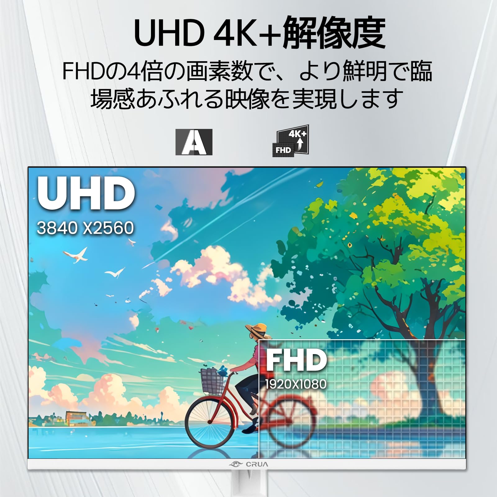 Amazon.co.jp: CRUA 28インチ 4K+ 60Hz PCモニター 3840×2560 IPS Type