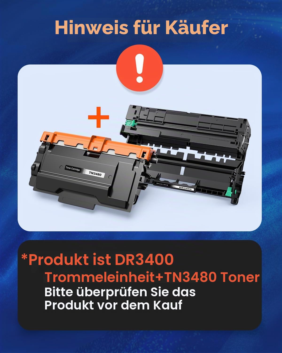 TN3480 Toner + DR3400 Trommel Kompatibel für Brother TN-3480 Tonerkassette DR-3400 Trommel für Brother HL-L5100DN MFC-L5750DW MFC-L5700DN HL-L5000DN HL-L5200DW HL-L6400DW DCP-L5500DN MFC-L6800DW