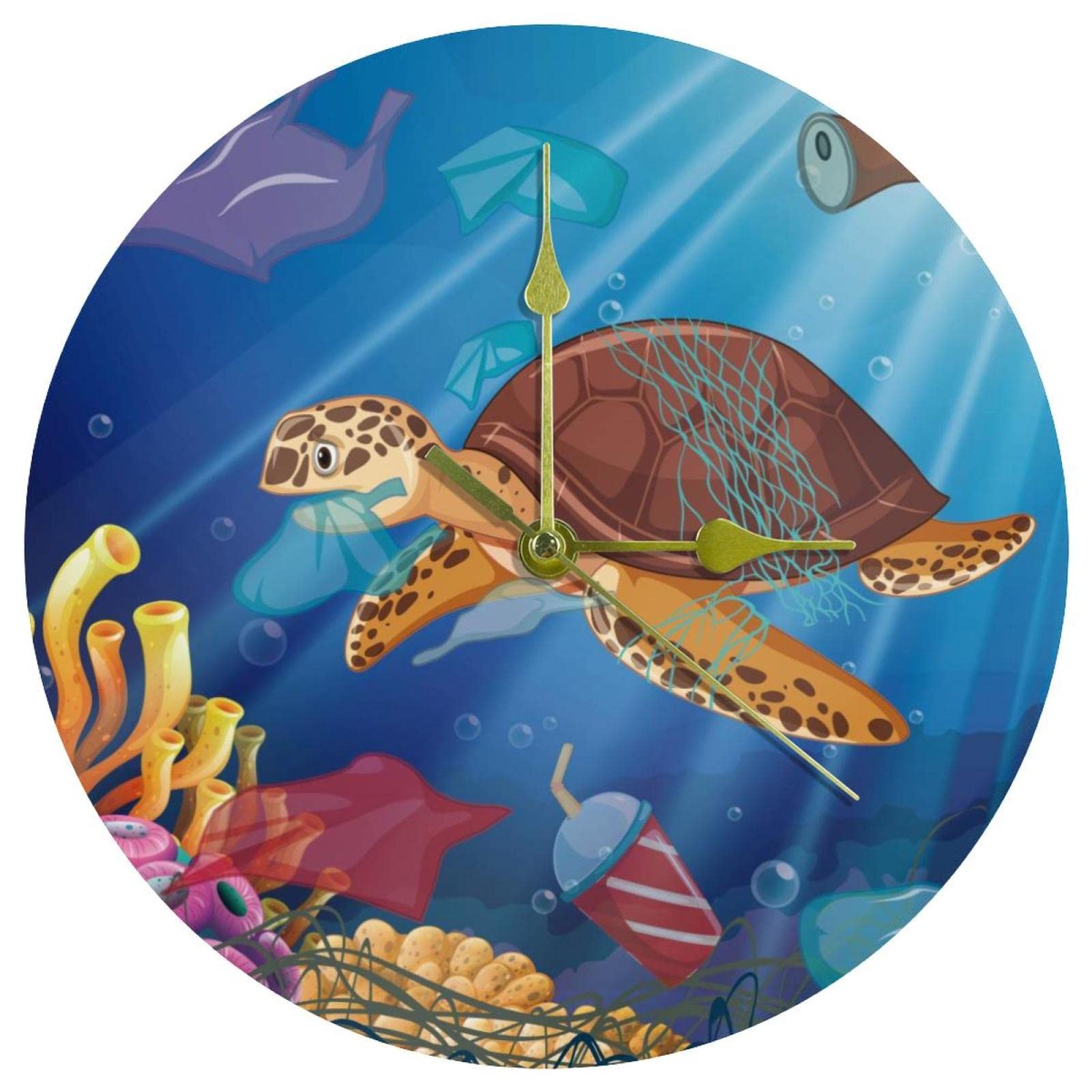 Horloge murale tortue de mer en acrylique de 24 cm pour maison et bureau