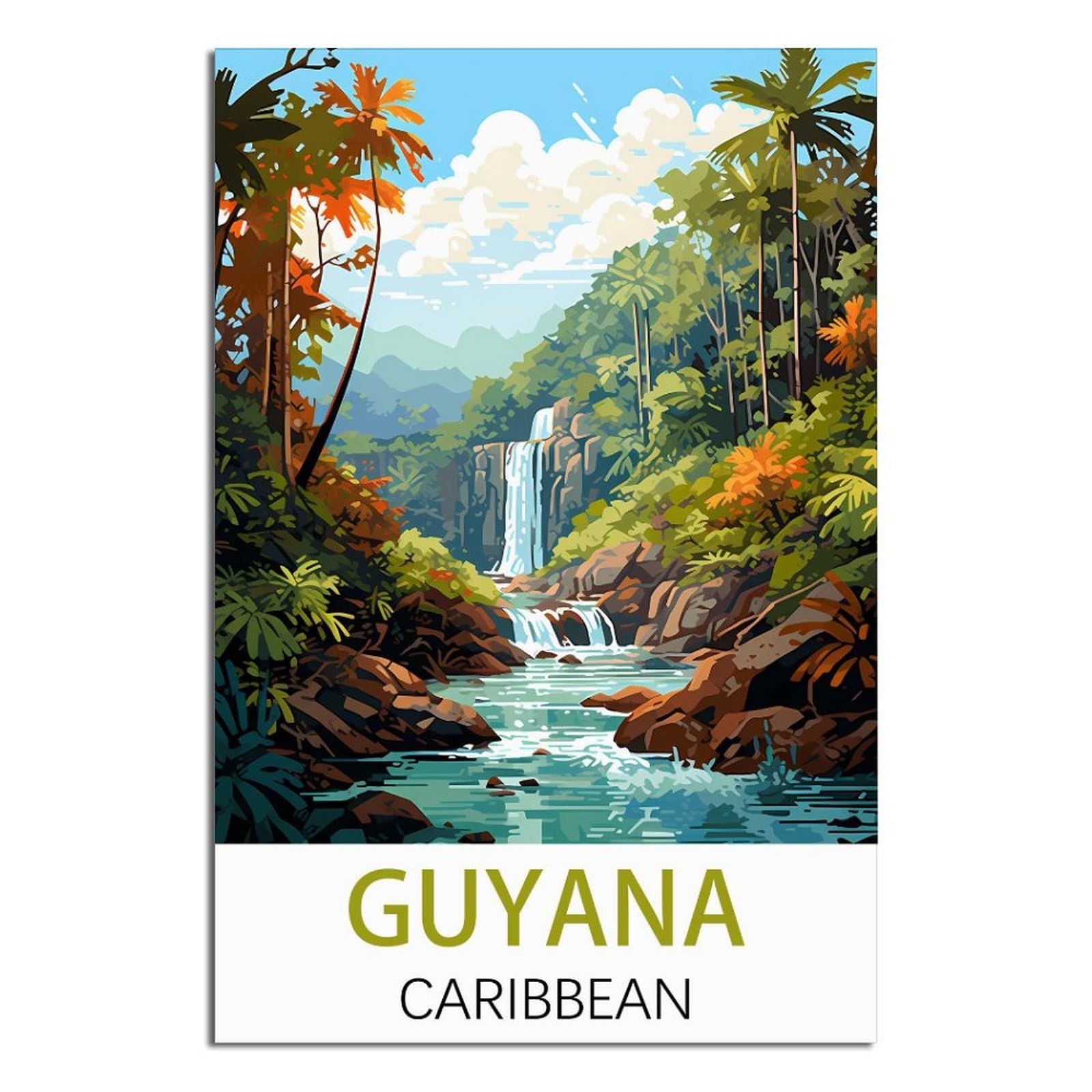 EZMLFA Diamond Painting Kits for Adults,Guyana Caribbean 5D Diamond Painting Kit for Adults Beginners, DIY Full Round Drill Gem Art Kits for Home 50x60cm