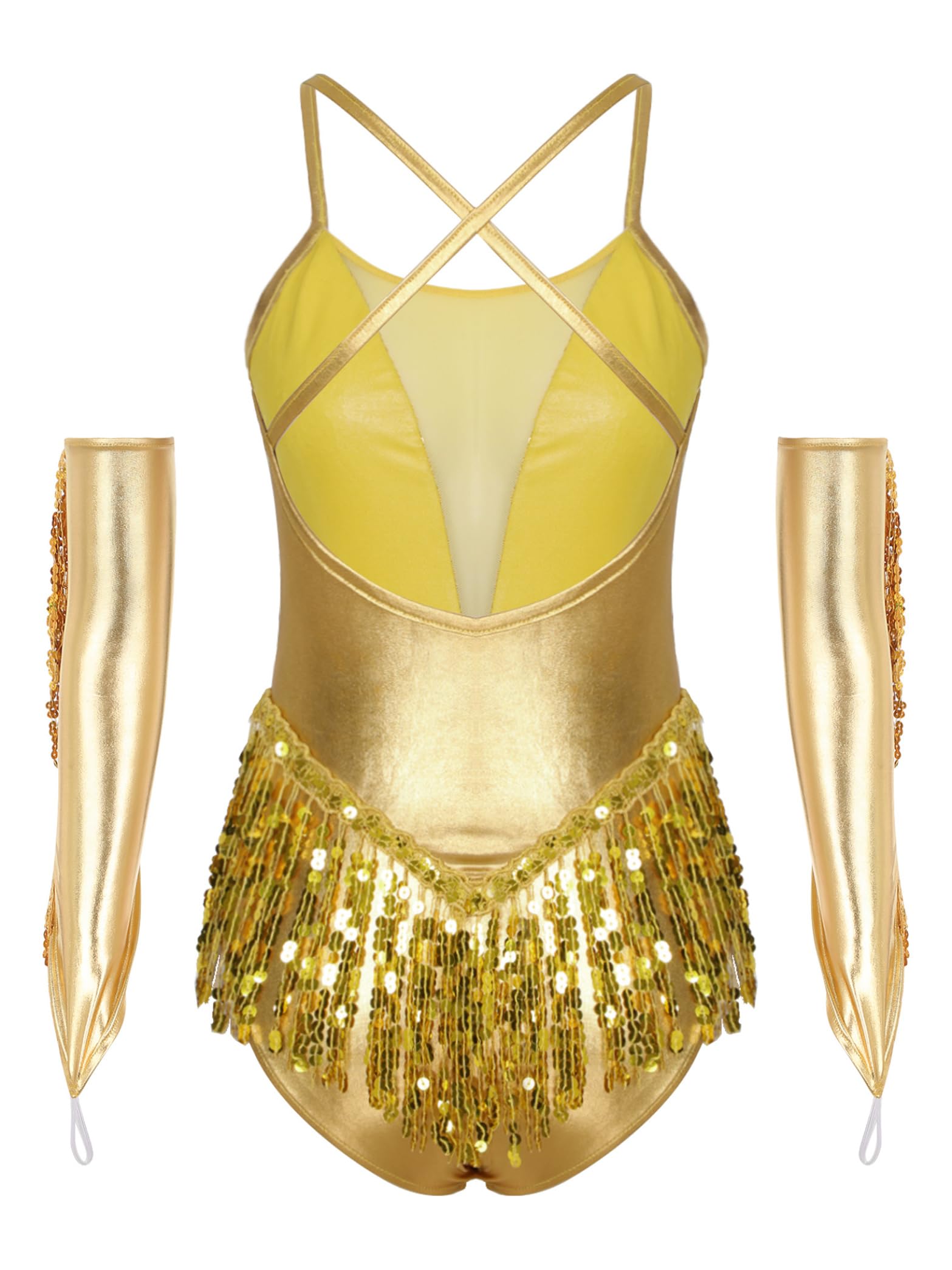 Femme Justaucorps Gymnastique Paillettes Strass Brillant Leotard Tenue Patinage Danse Latine Jazz Spectacle