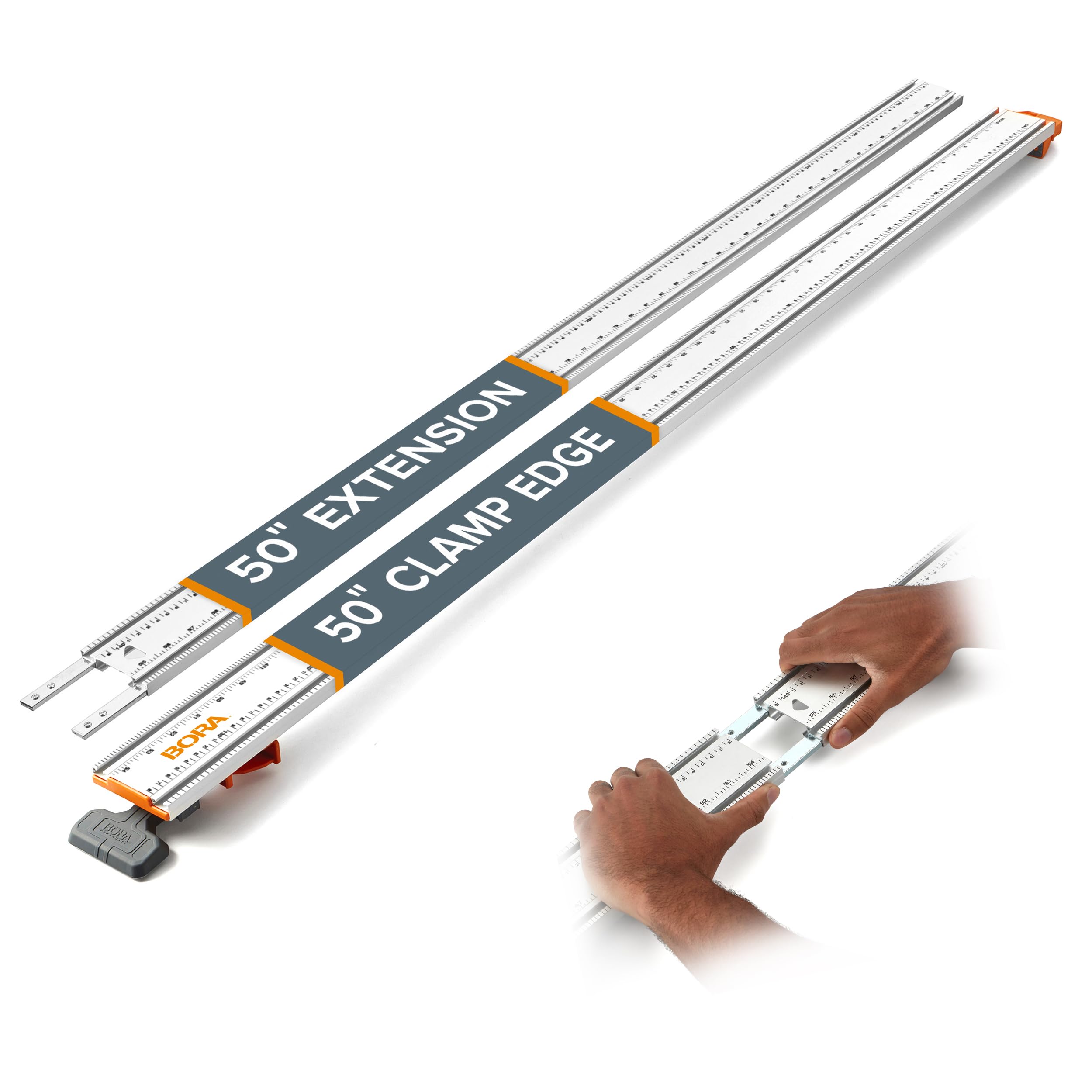 BORA 100" NGX Clamp Edge, Straight Cut Guide for Circular Saws, Aluminum, Includes 50-Inch Clamp Edge & 50-Inch Extension for 100-Inch Cutting Length, 544100