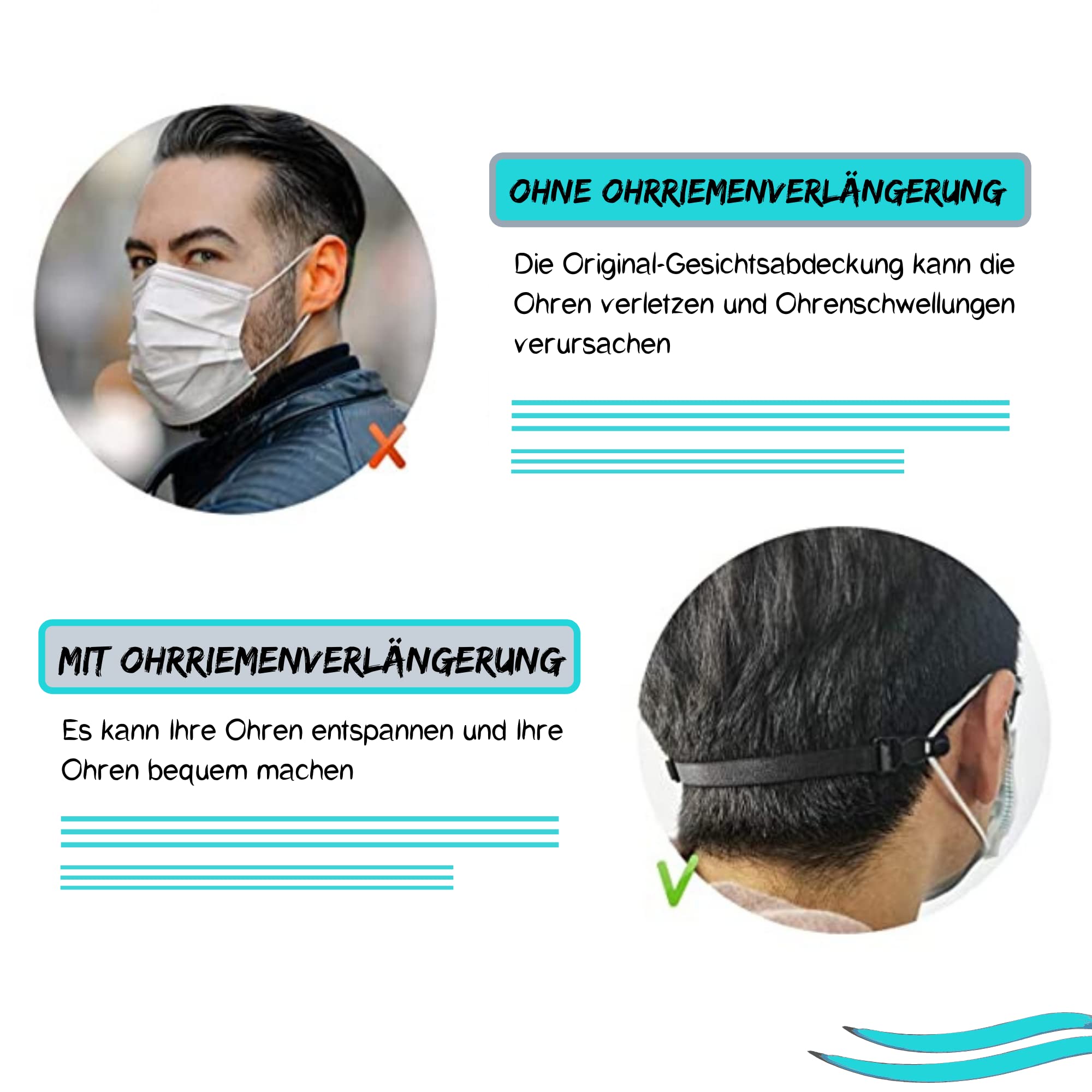 Driveloop® Maskenhalter, Maskenverlängerung, Maskenhalter hinter dem Kopf, Maskenverlängerungshaken zum Verlängern von Masken, 5er Pack Maskenhalter für Erwachsene und Kinder (ABS)