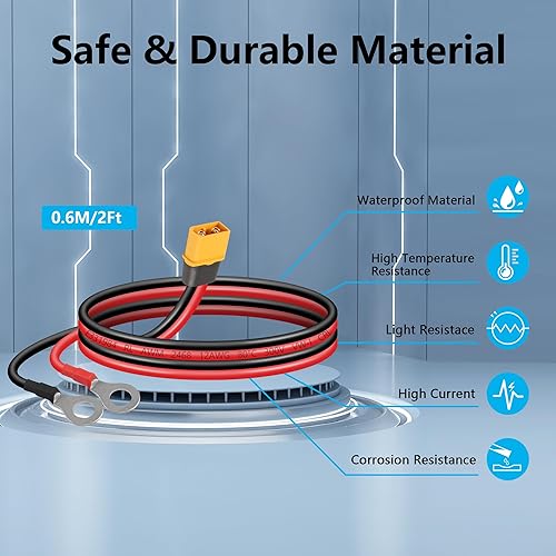Miniatura 5 de SinLoon XT60 - Cable de terminal de anillo tórico 12AWG 23.6 pulgadas XT60H macho a junta tórica, cable conector para aviones RC, juguete, autos,