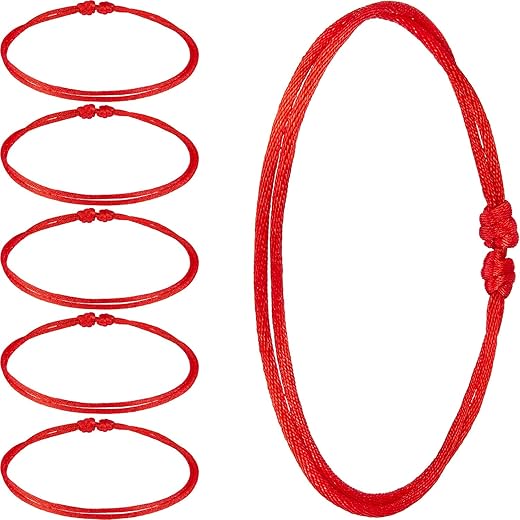 WILLBOND 6 Pieces Red Bracelet Red Cord Bracelet Adjustable Kabbalah Red Knot String Bracelet Amulet for Protection, Evil Eye and Good Luck (Classic Style) B0895T7BXR
