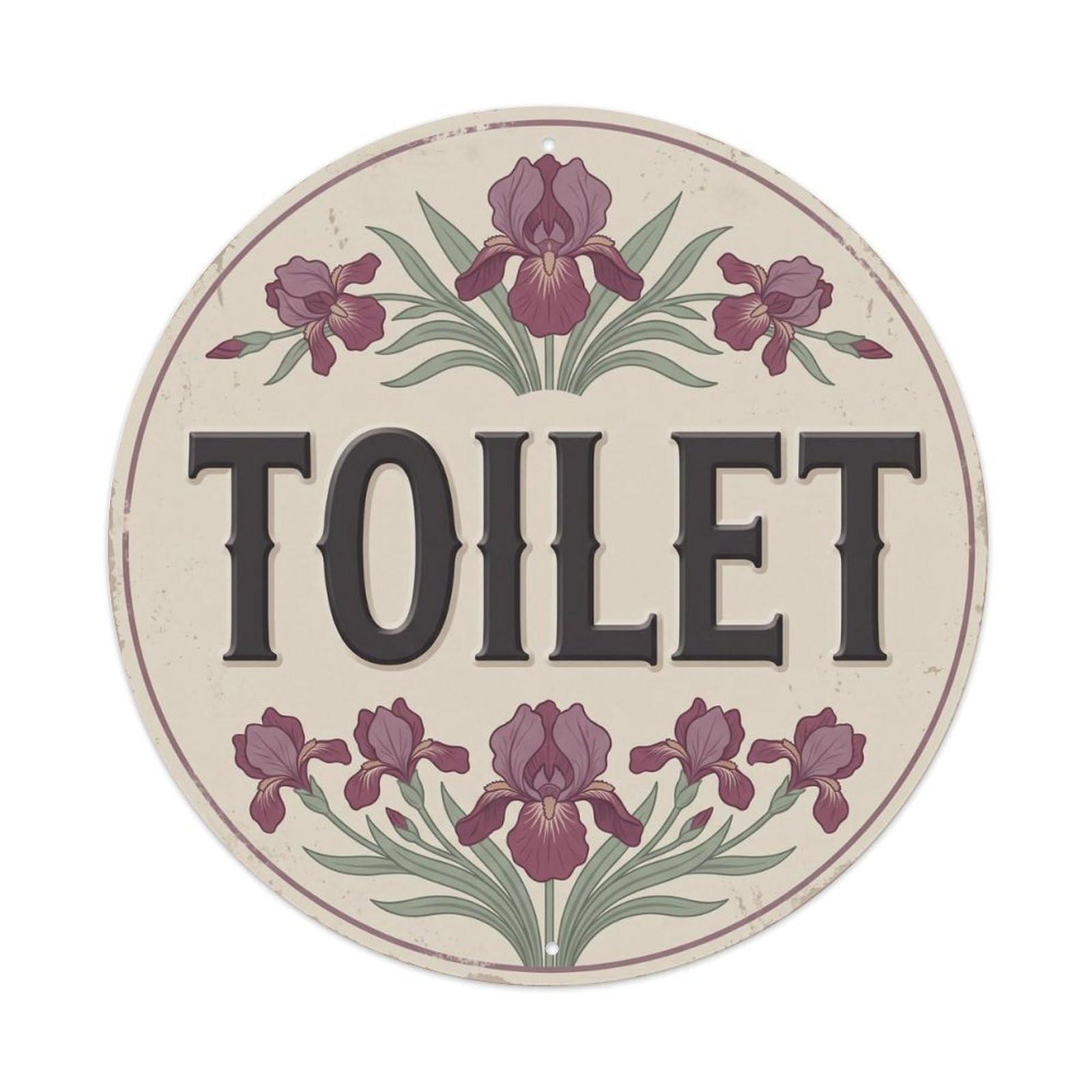 Okahys 8X8inch(20X20cm) Toilet(Wc) Signage Iris Vintage Metal Tin Sign