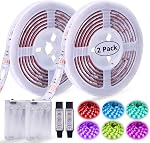 LED Strip Lights Battery Operated RGB LED Lights Strip Battery Powered Led Battery Lights 3 Keys Controller Battery Led Strip Lights 13.2FT/4M Color Changing Flexible LED Lights 2Pcs | 2Pcs13.2FT/4M, 3 Keys Controller, Color Changing Flexible Lights,