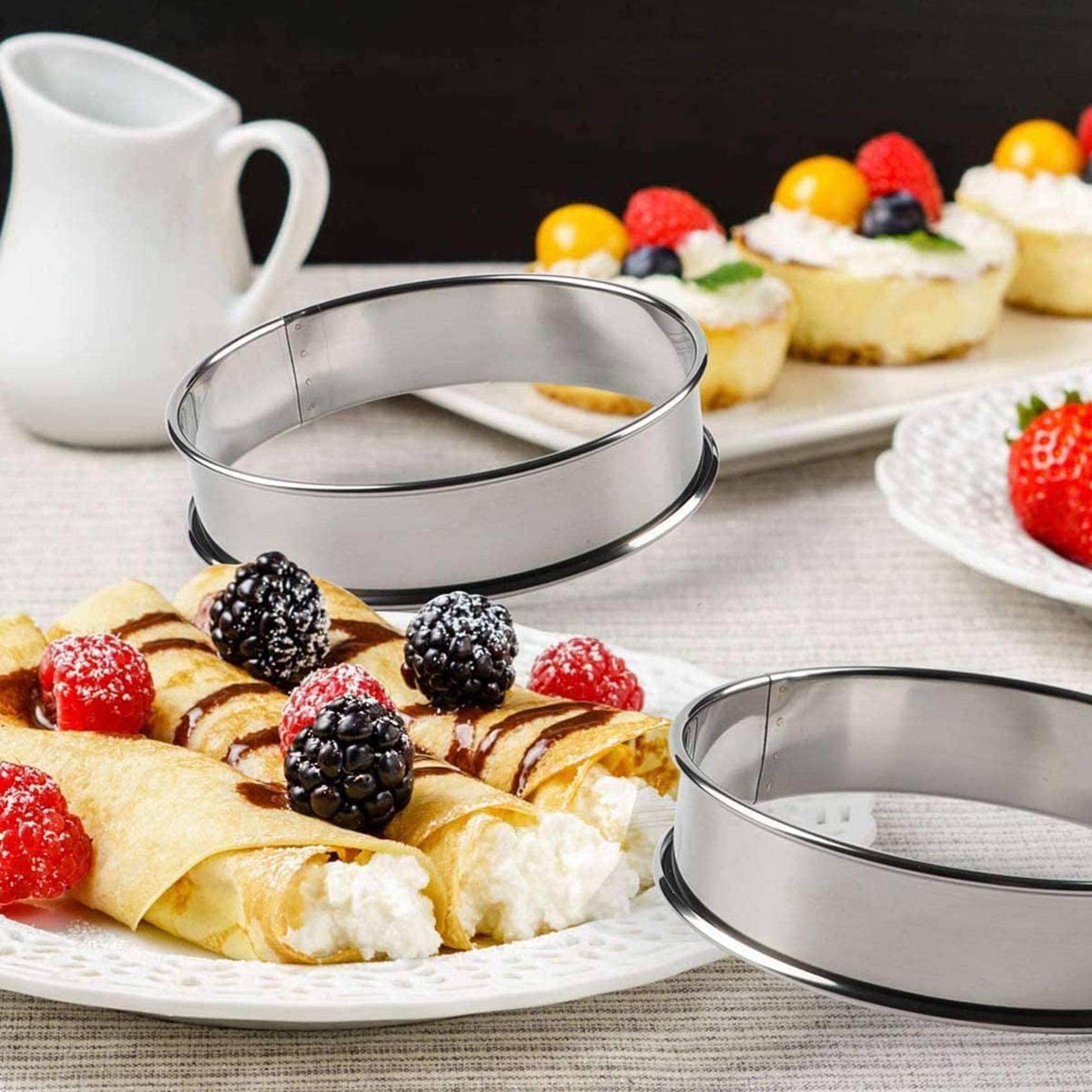 12 Englische Muffin-Ringe Aus Edelstahl – 6x10,2 Cm + 6x8,9 Cm, Doppelt Gerollt, Für Crumpets, Törtchen