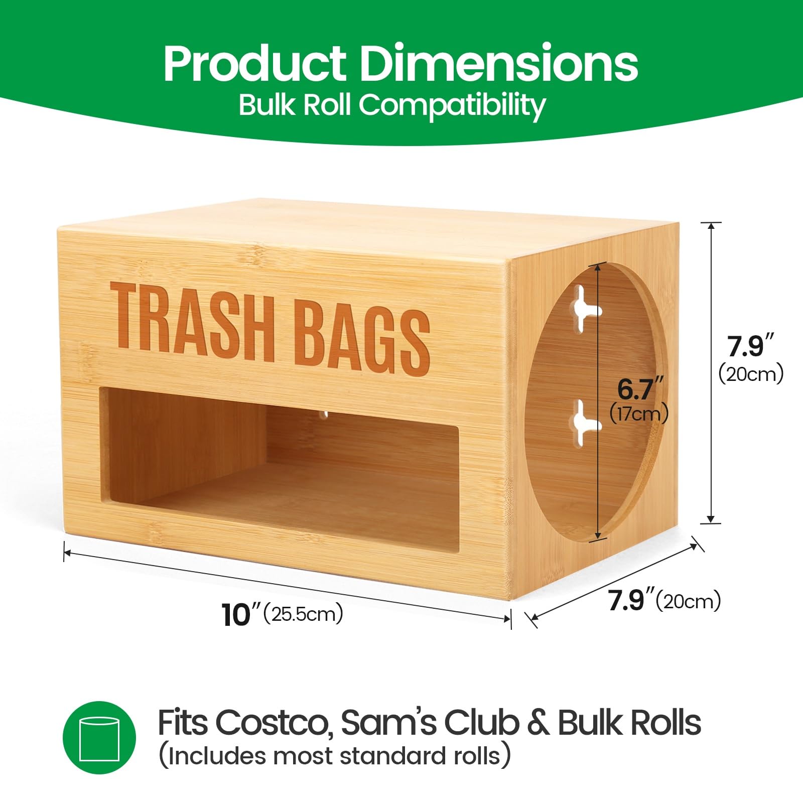 Libreshine Extragroßer Top-Loader-Müllsack-Spender, Bambus-Müllbeutel-Organizer für Jumbo-Rollen, Unterspüle, wandmontierte Aufbewahrung für Küche und Garage
