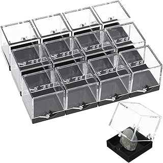 Didiseaon 24 Pcs Mineral Standard Display Box Rock Specimen Display Box Crystal Storage Box Clear Specimen Earring Organizer