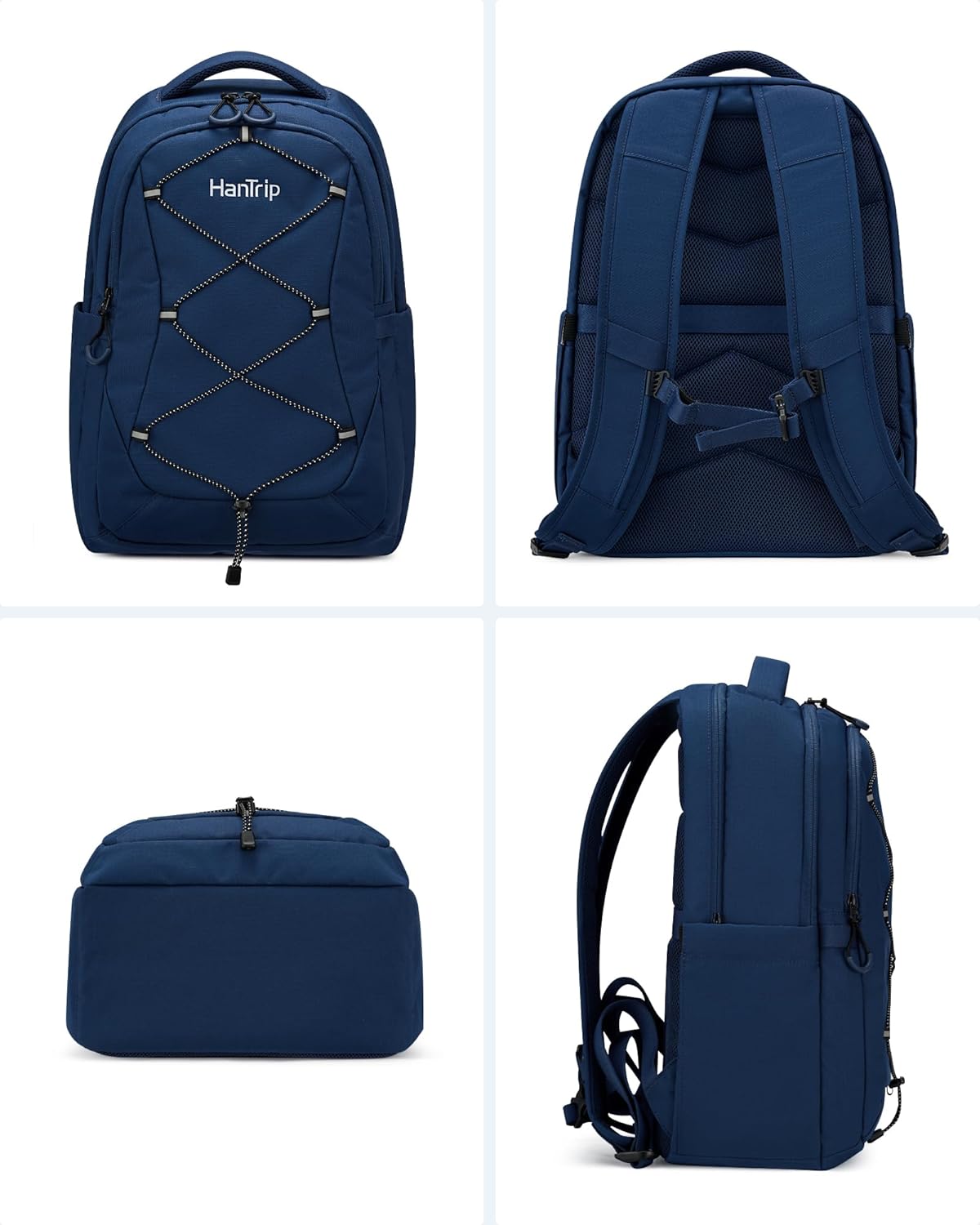 Travel Laptop Backpacks for Women Men, Large Work Backpack for Commuter College School Book Bags, Reflective Water Resistant Backpack with Luggage Strap Bottle Pocket Chest Strap, Navy Blue - Image 11