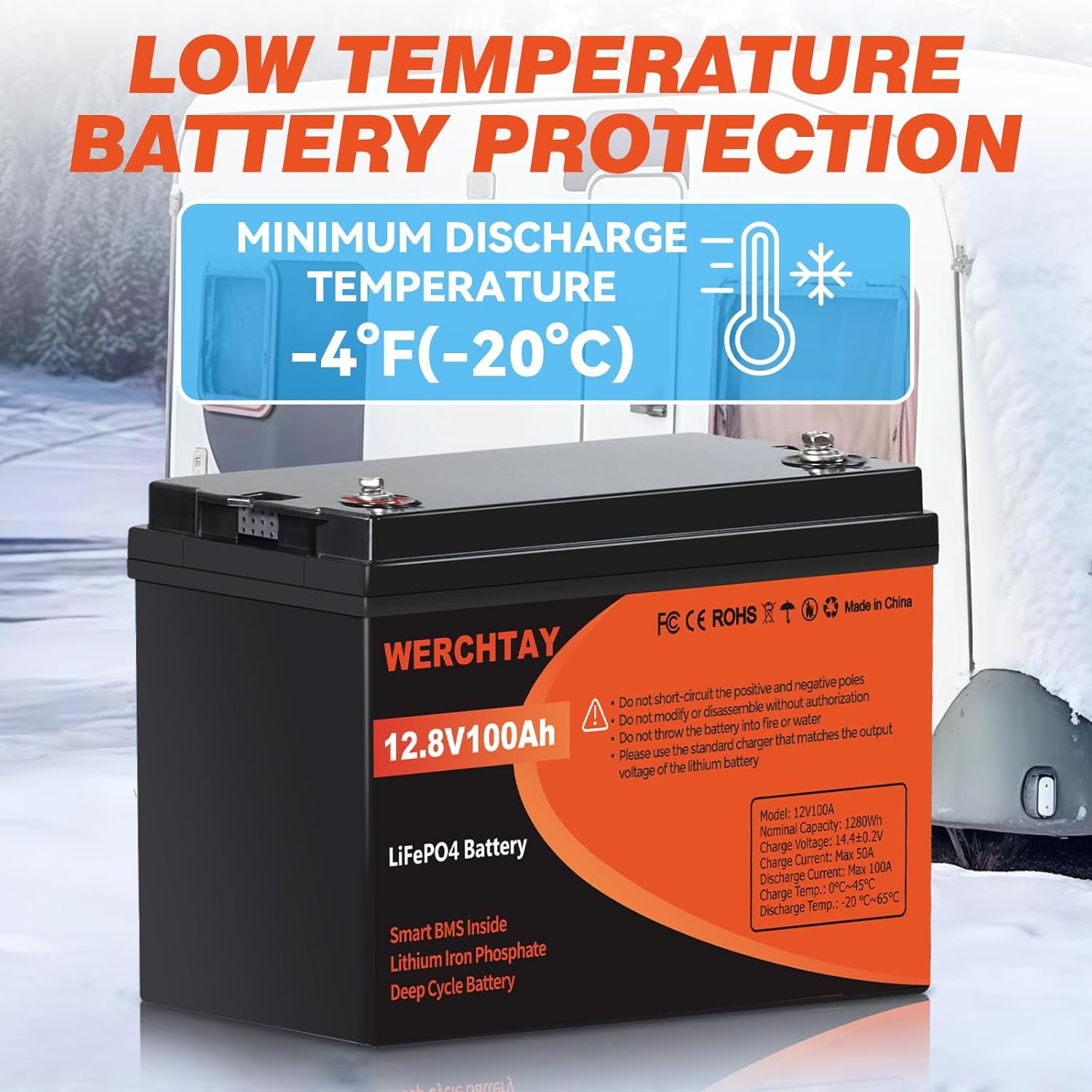 50/100/200/300AH Battery, 12V Lithium Battery Series/Parallel, 50A BMS Up to 10000+ Cycles, Lightweight Small Size, for RV, Marine, Trolling Motor, Solar, Van Life, Back Up Power (100)