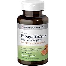 American Health Papaya Enzyme Chewable Tablets - Promotes Nutrient Absorption, Helps Digestion and Freshens Breath with Chlorophyll &amp; Pepermint Oil - Gluten-Free, Vegetarian - 250 Count