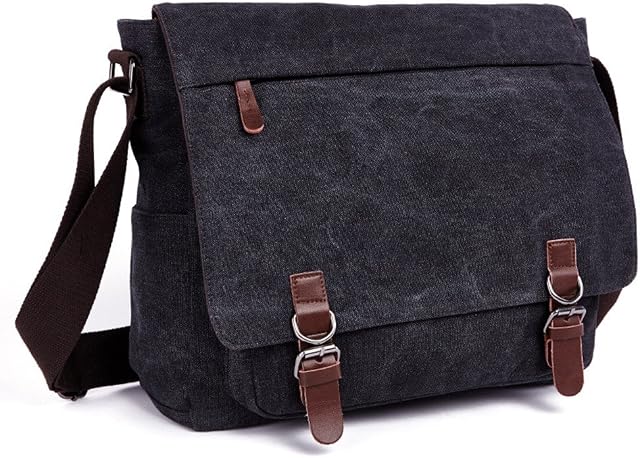 LOSMILE Laptop Messenger Bags, Men's Shoulder Bag, 16 Inches Vintage Canvas Bag for School and Work, Multiple Pocket.