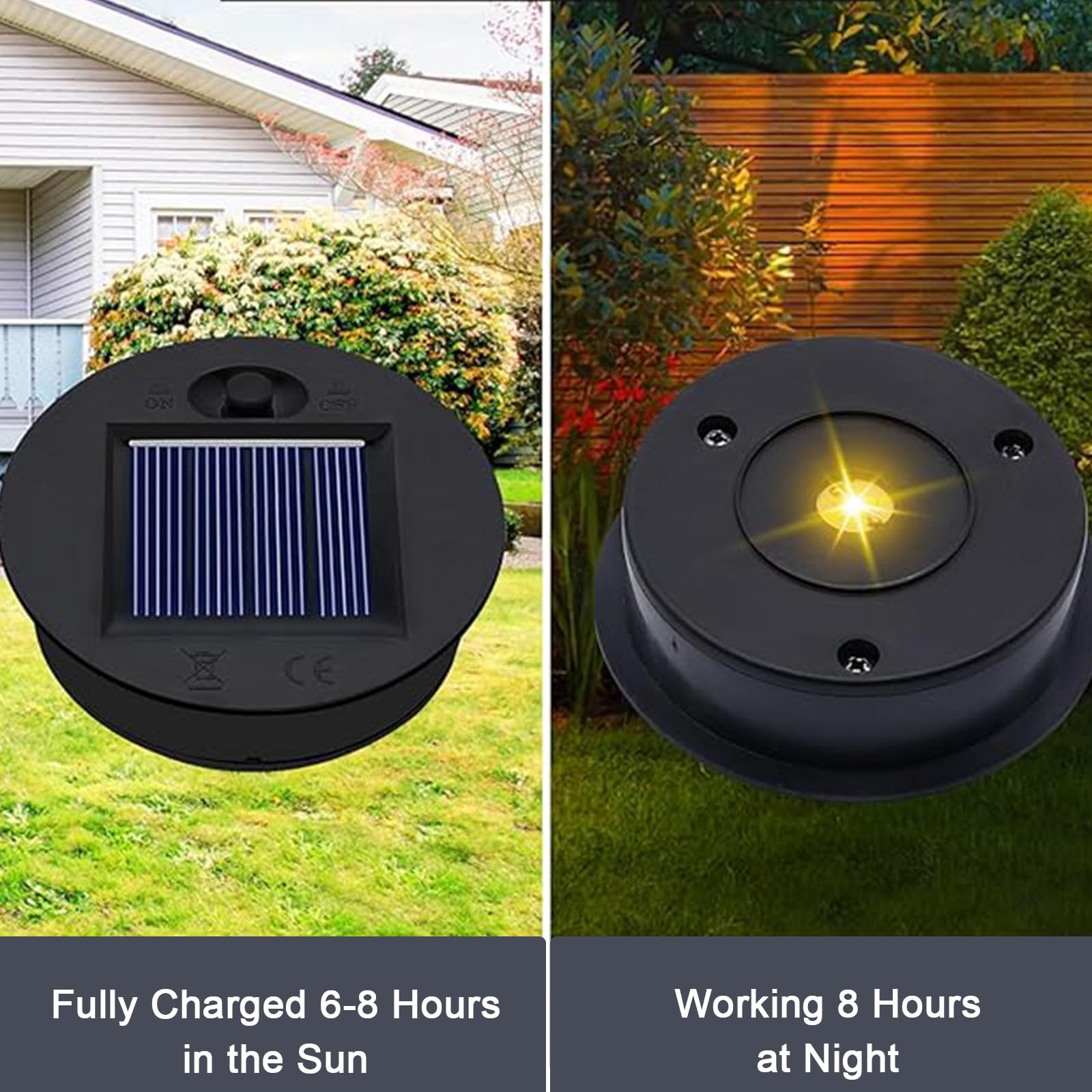 6 Solar-Ersatzdeckel 8 Cm – IP44 Wasserdicht, Mit LED, Für Gartenleuchten DIY