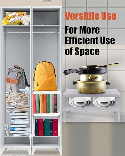 Miniatura 9 de Estante organizador de casilleros, ancho y altura ajustables, ideal para casilleros de escuela, oficina y gimnasio (paquete de 2 unidades)