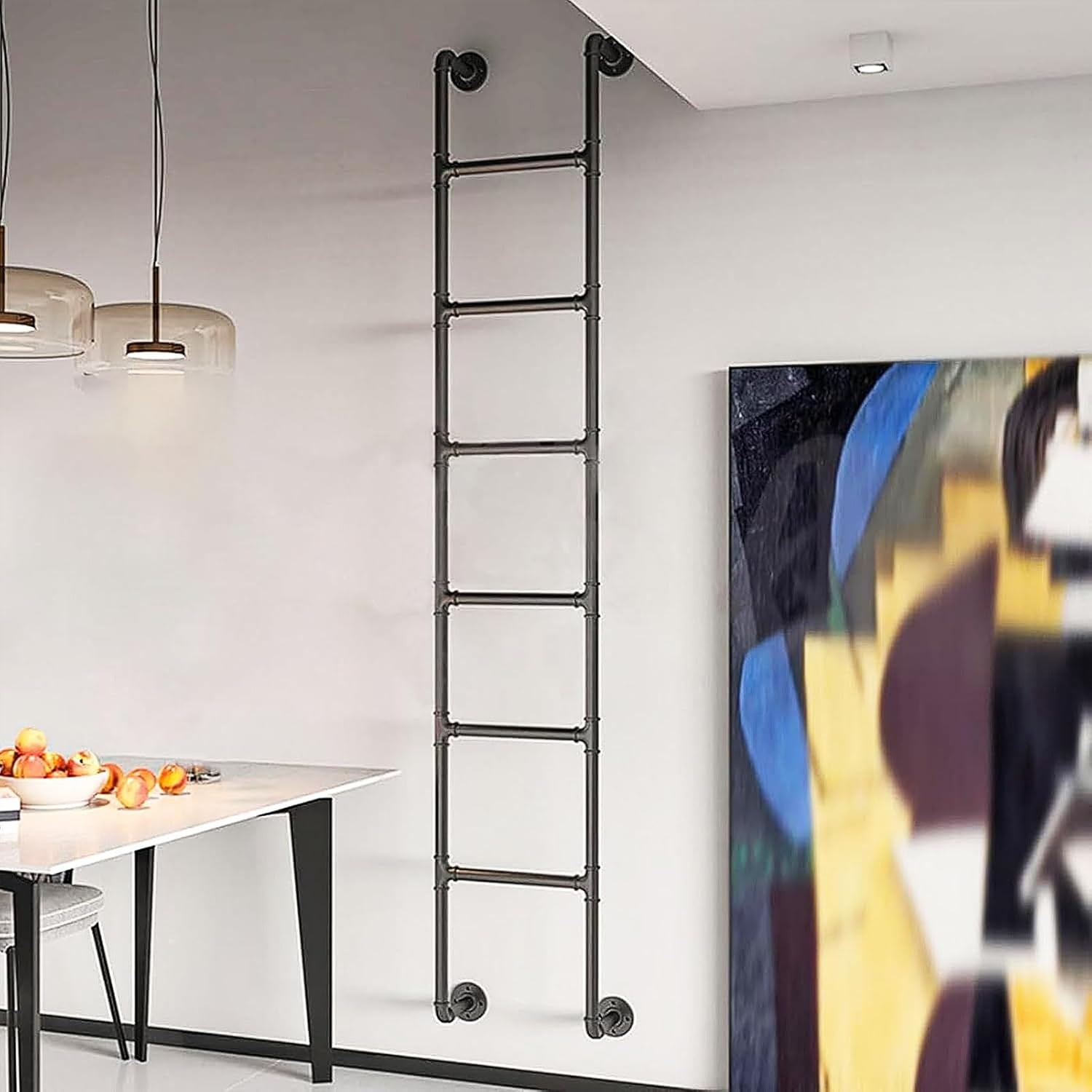 Heavy Duty Metal Step Ladders for Loft, 1m 120cm 1.4m 150cm 1.8m 2.1m 2.3m 270cm Wrought Iron Attic Climbing Ladders, Window Well Egress Ladder, Multi-Function Tall Bed Side Climb