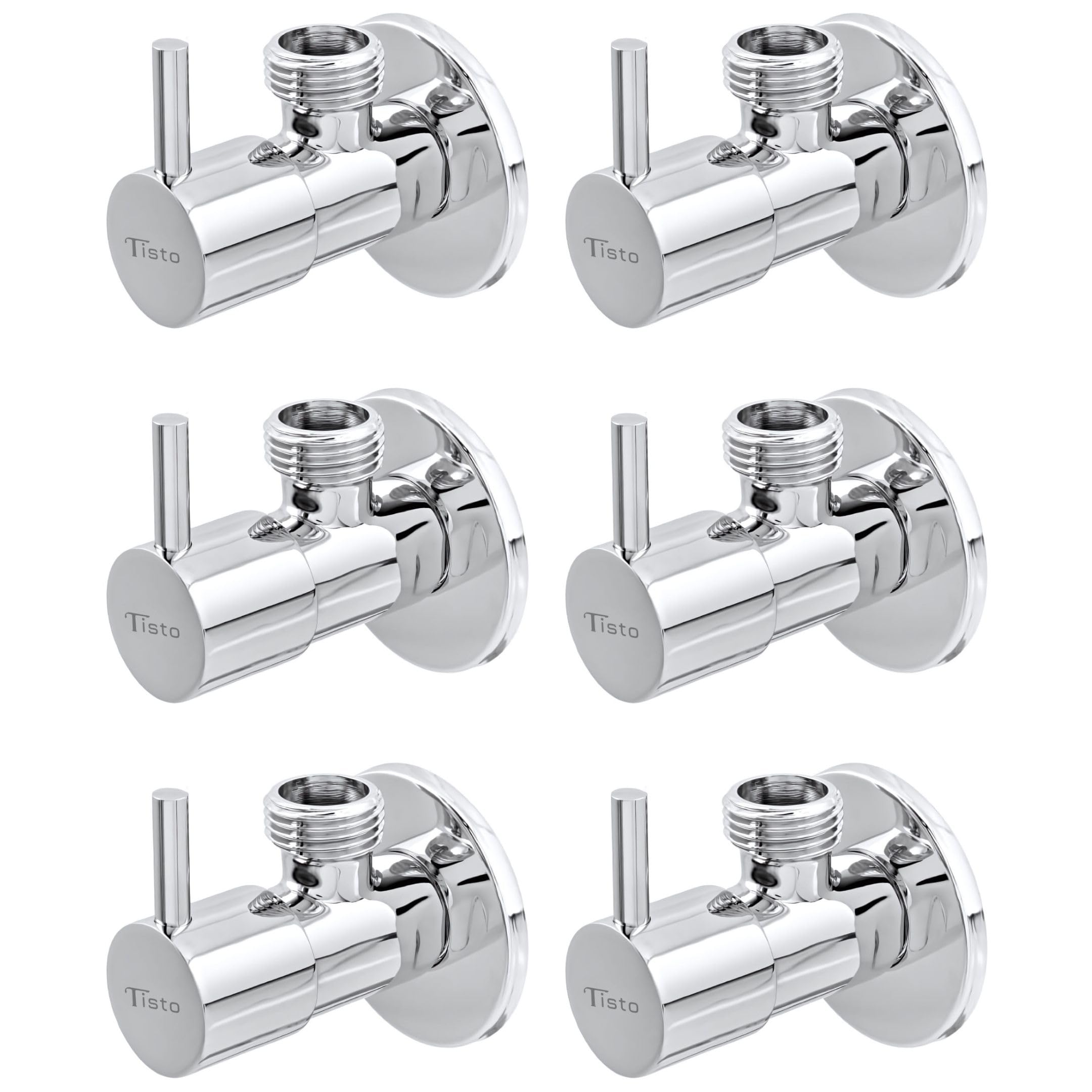 Tisto Brass Angle Valve Faucet With Wall Flange For Bathroom Toilet Wash Basin Geyser, Chrome Finish, Suitable for Hot Cold Water, Pack of 6 (B0DBG3RGKX) Amazon Price History, Amazon Price Tracker
