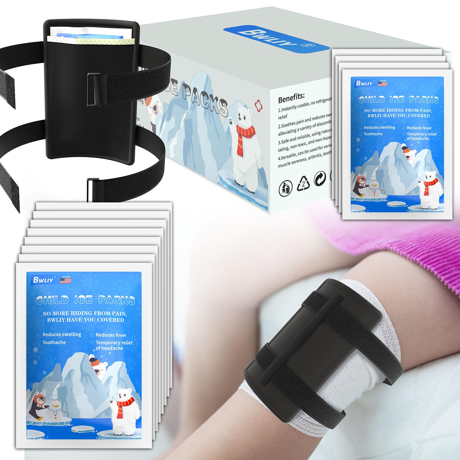 Instant Cold Packs with Bandage, 25 Pack Ice Pack for Injuries, Cold Compress for Pain Relief, Swelling, Inflammation, Sprains, Toothache, Perfect for Outdoor Activities, Athletes. 4x6 in