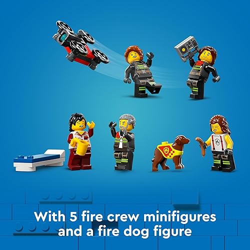 Miniatura 6 de LEGO Estación de bomberos urbana con juguete de camión de bomberos, juego de estación de bomberos lleno de acción, idea de regalo de cumpleaños para