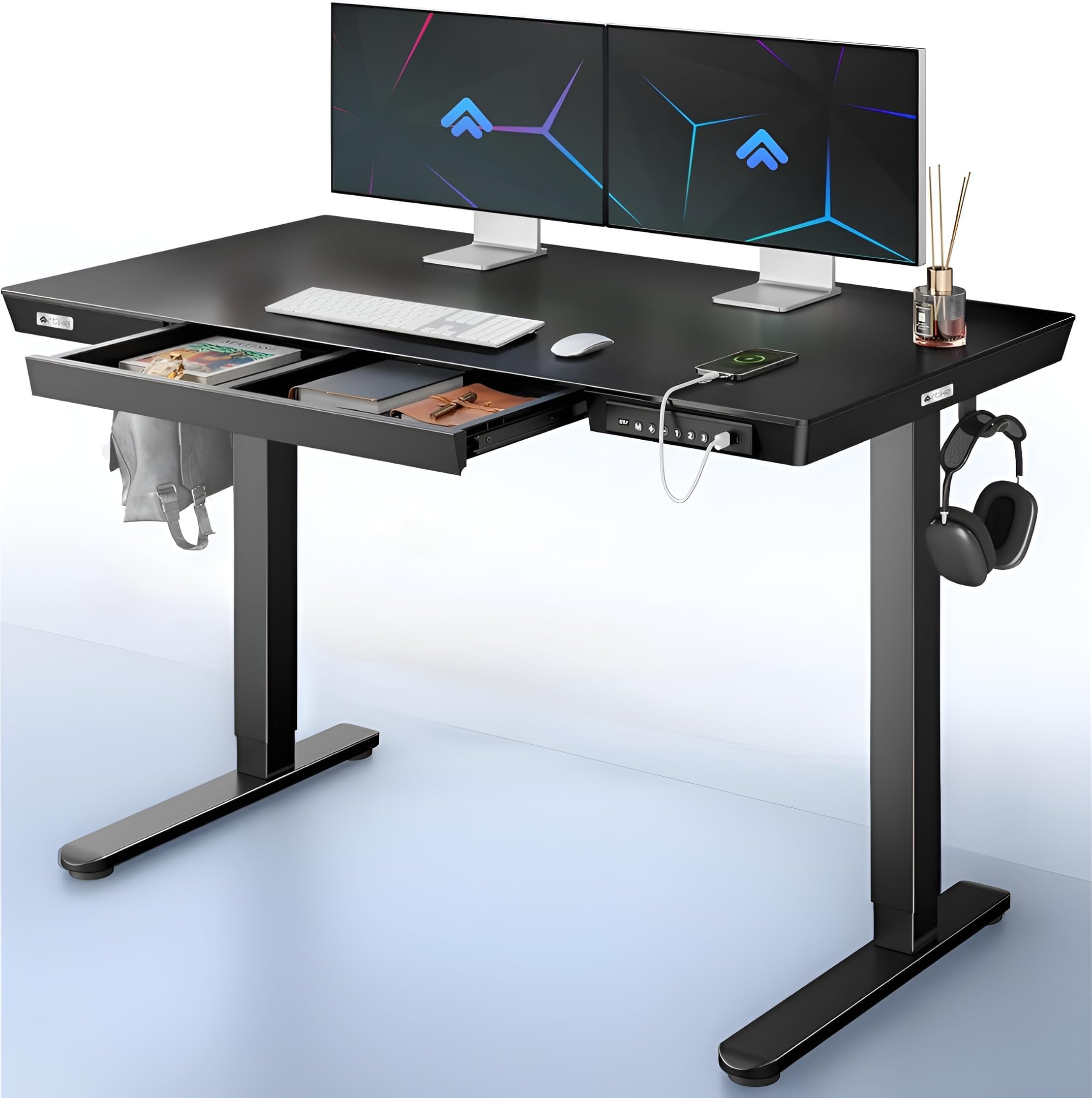 ARTIKEL Case 1.0 Electric Height Adjustable Office Table DIY|100 Kg Wt.|Smart Panel USB & Type C Collision Sensor|Sit Stand Computer Desk|120 X 60 Cm| Brown (Black)