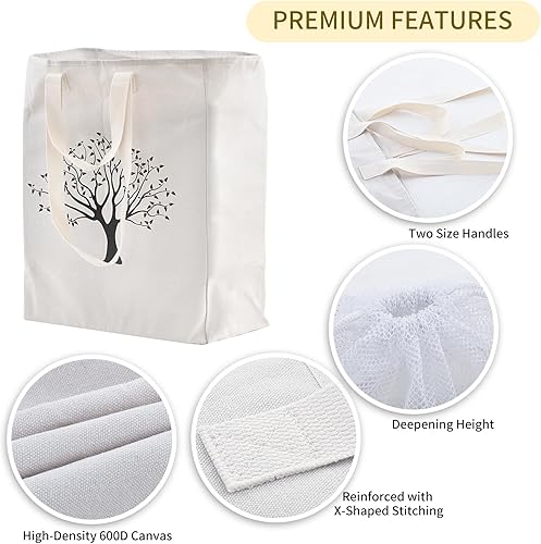 Miniatura 4 de 2 bolsas de lona para la lavandería XL, extra grandes y resistentes, bolsa de almacenamiento con red de cordón fijo, correas y asas para el hogar,