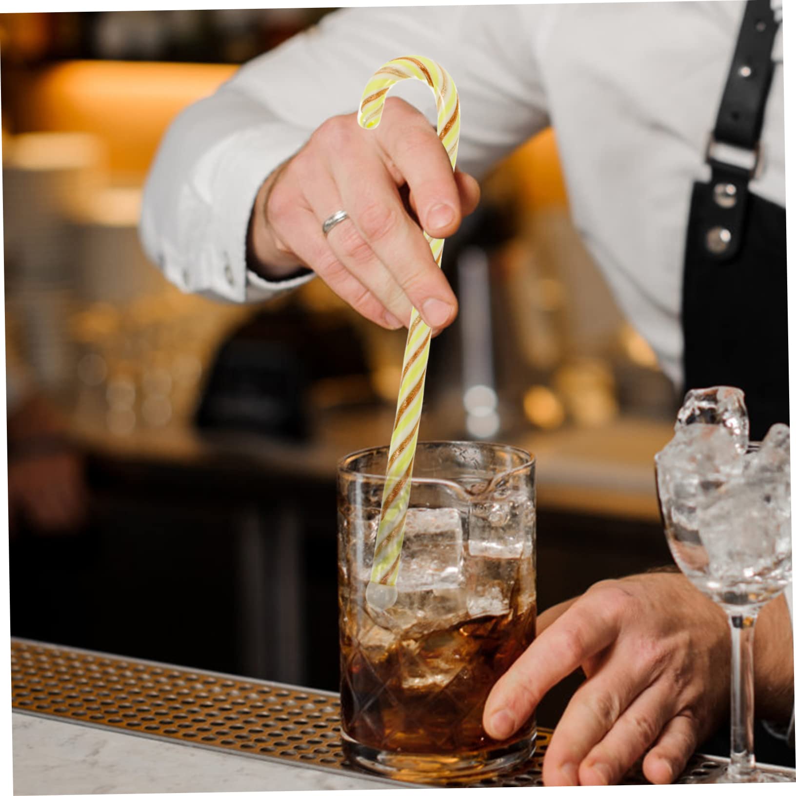 DECHOUS Striped Cocktail Stirrer Long Reusable Drink Mixer for Home Bar Coffee Shop and Parties Handmade Easy to Clean Swizzle Stick for Cocktails