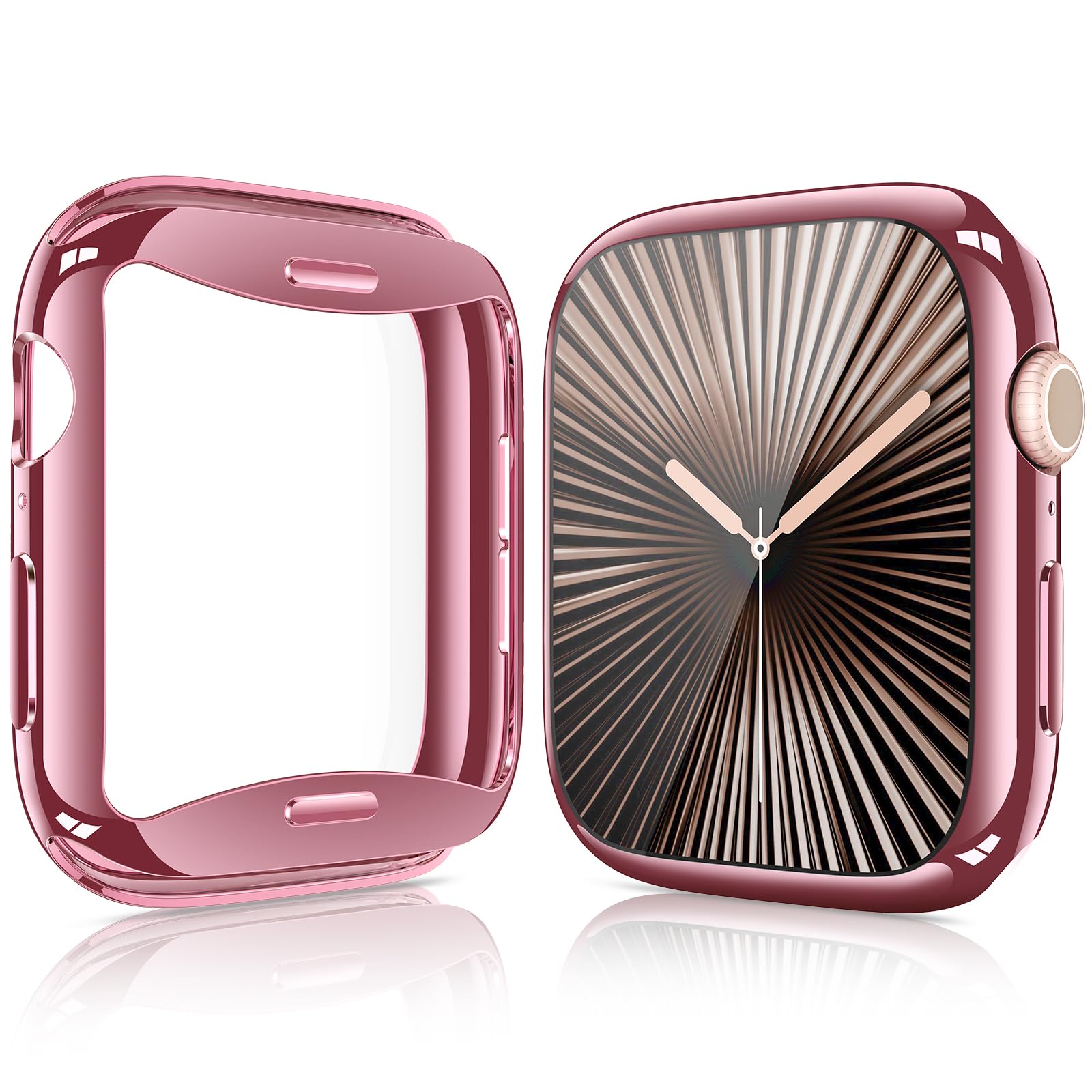 Photo 1 of [2 Pack] JULK 42mm Pink Case with Screen Protector for New Apple Watch 11 (2025), Slim Guard Bumper, Full Coverage Soft TPU Protective Cover for iWatch Series 11/10 42mm (1 Pink + 1 Transparent)