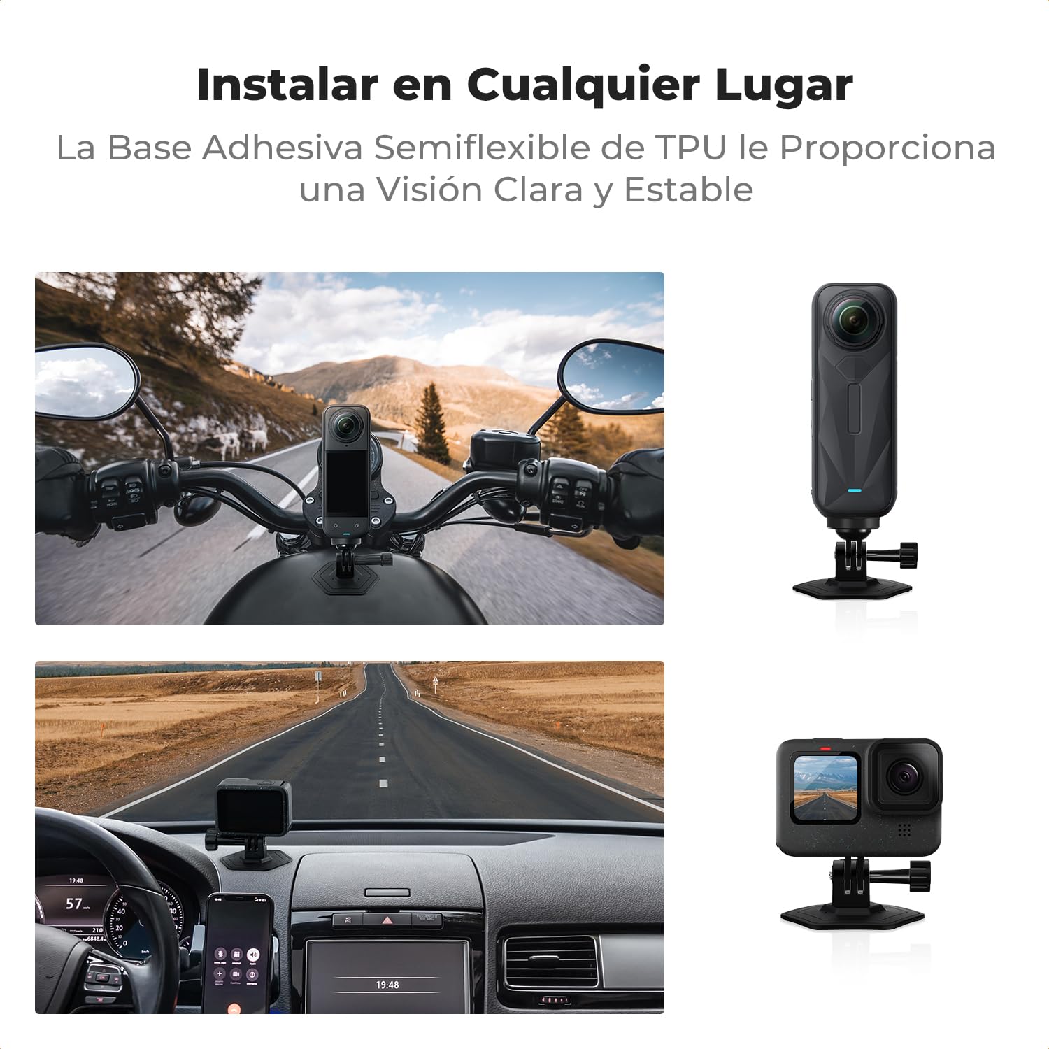 K&F CONCEPT Pack de 2 Soporte Adhesivo Flexible para Casco, Compatible con Insta360 X5/X4/X3, GoPro Hero 13/12/11/10/9, dji Osmo 360, Action 3/4/5 Pro – Accesorios para Cámara de Acción