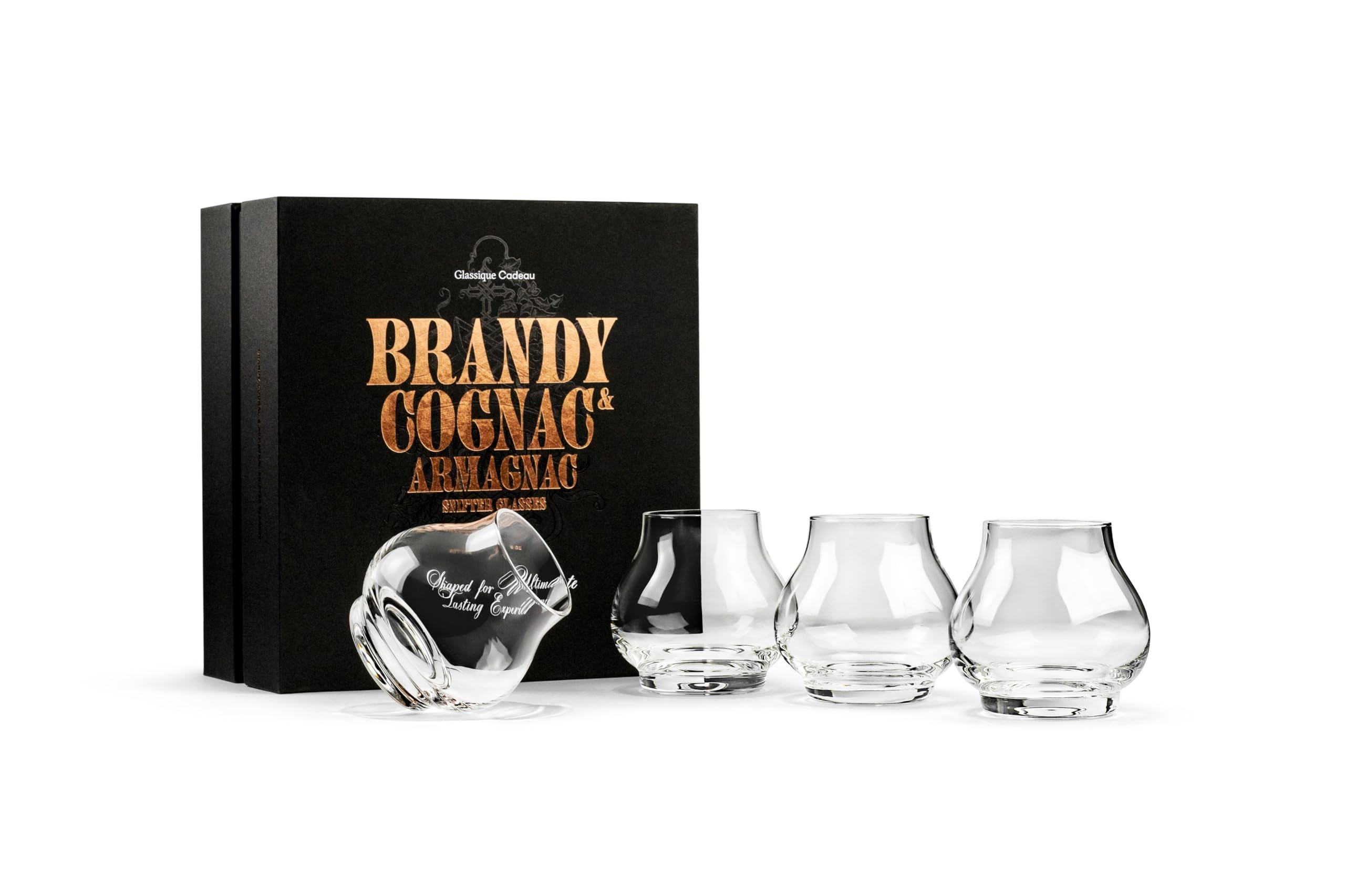 Petits Verres à Dégustation de Brandy, Cognac et Armagnac | 240 ml | Lot de 4 | Verres à Brandy Professionnels en Forme de Ballon pour Spiritueux Purs | Verres à Cognac sans Pied en Cristal